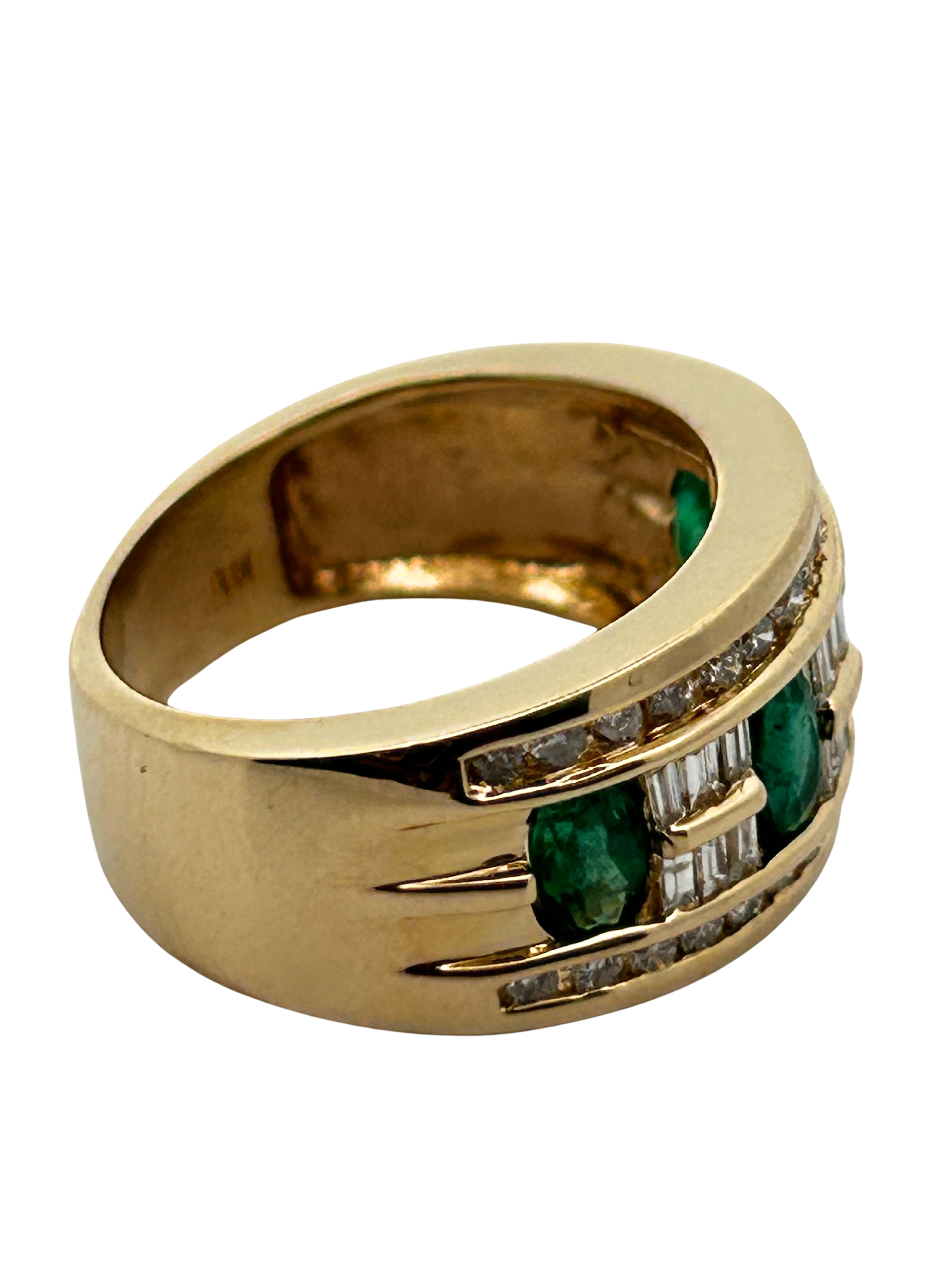 14K Diamond & Emerald Band Ring