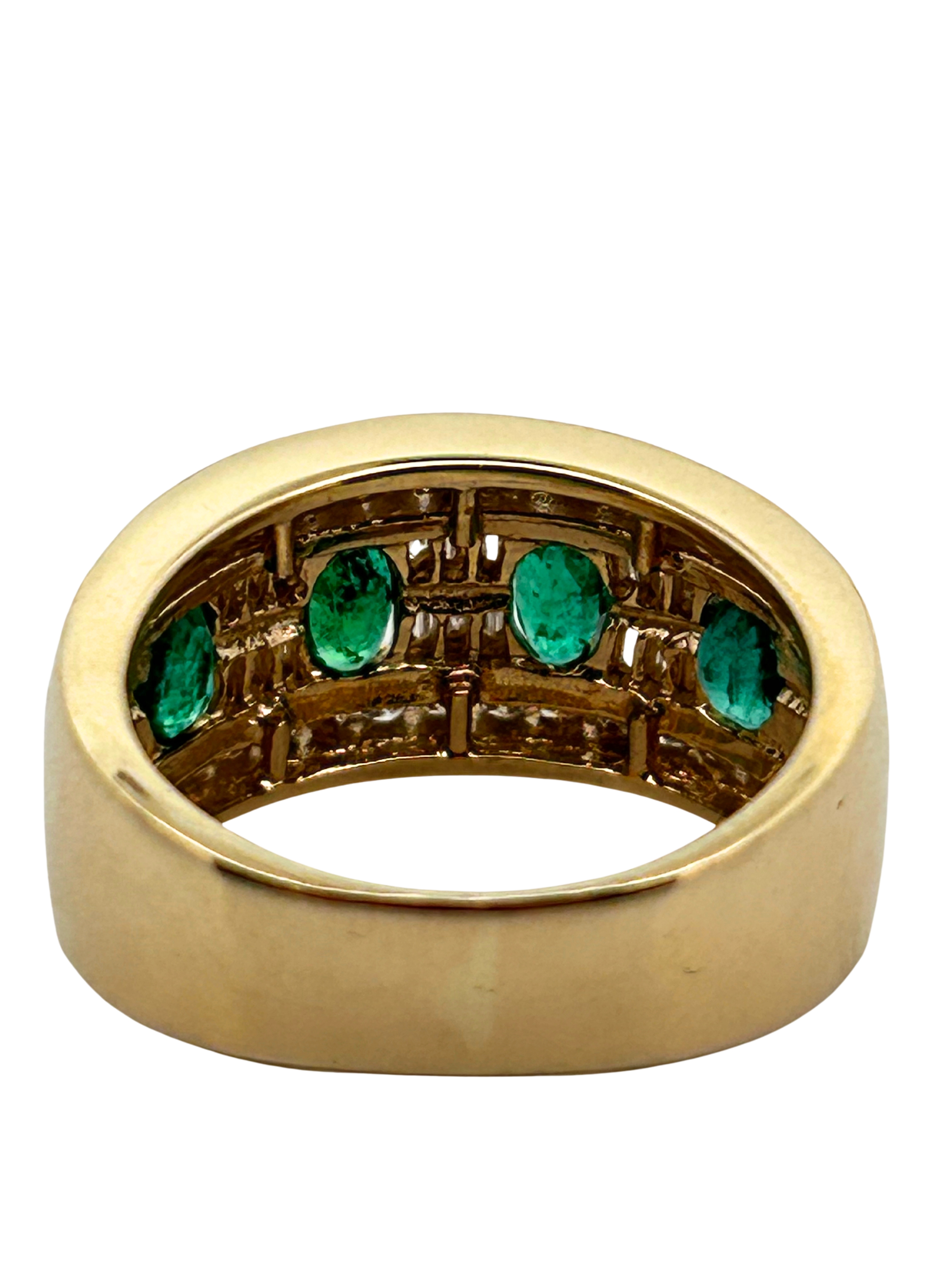 14K Diamond & Emerald Band Ring