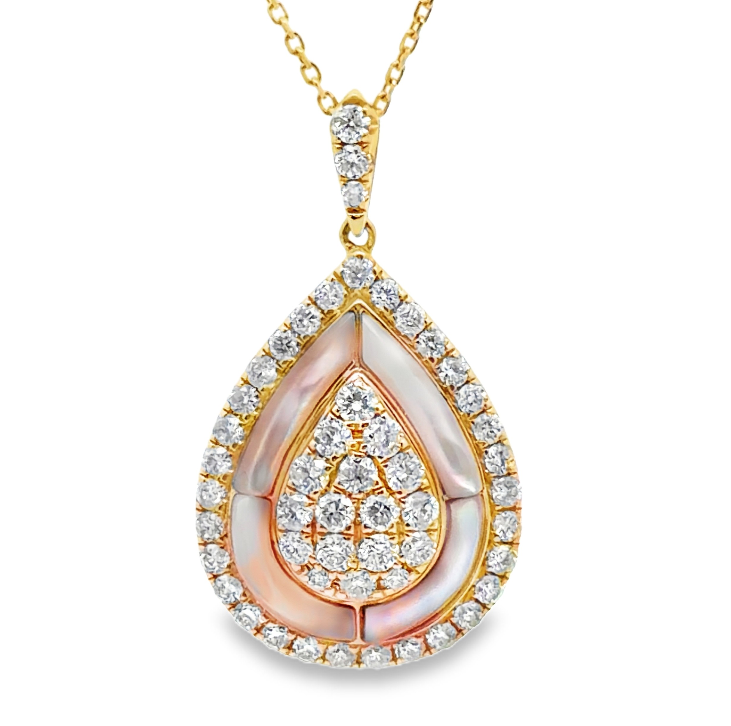 Natural Diamond and Mother of Pearl Pendant on Chain