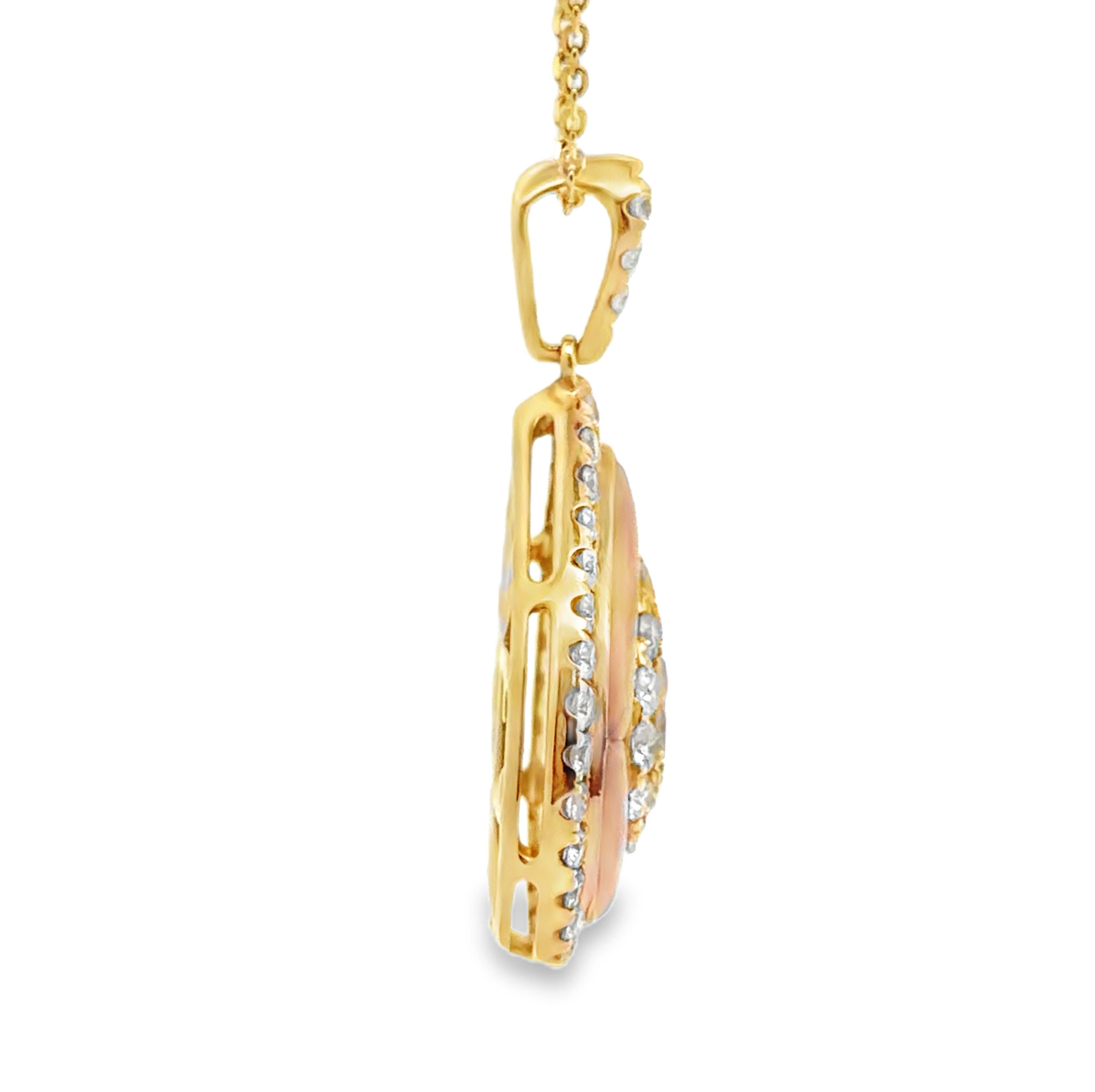 Natural Diamond and Mother of Pearl Pendant on Chain