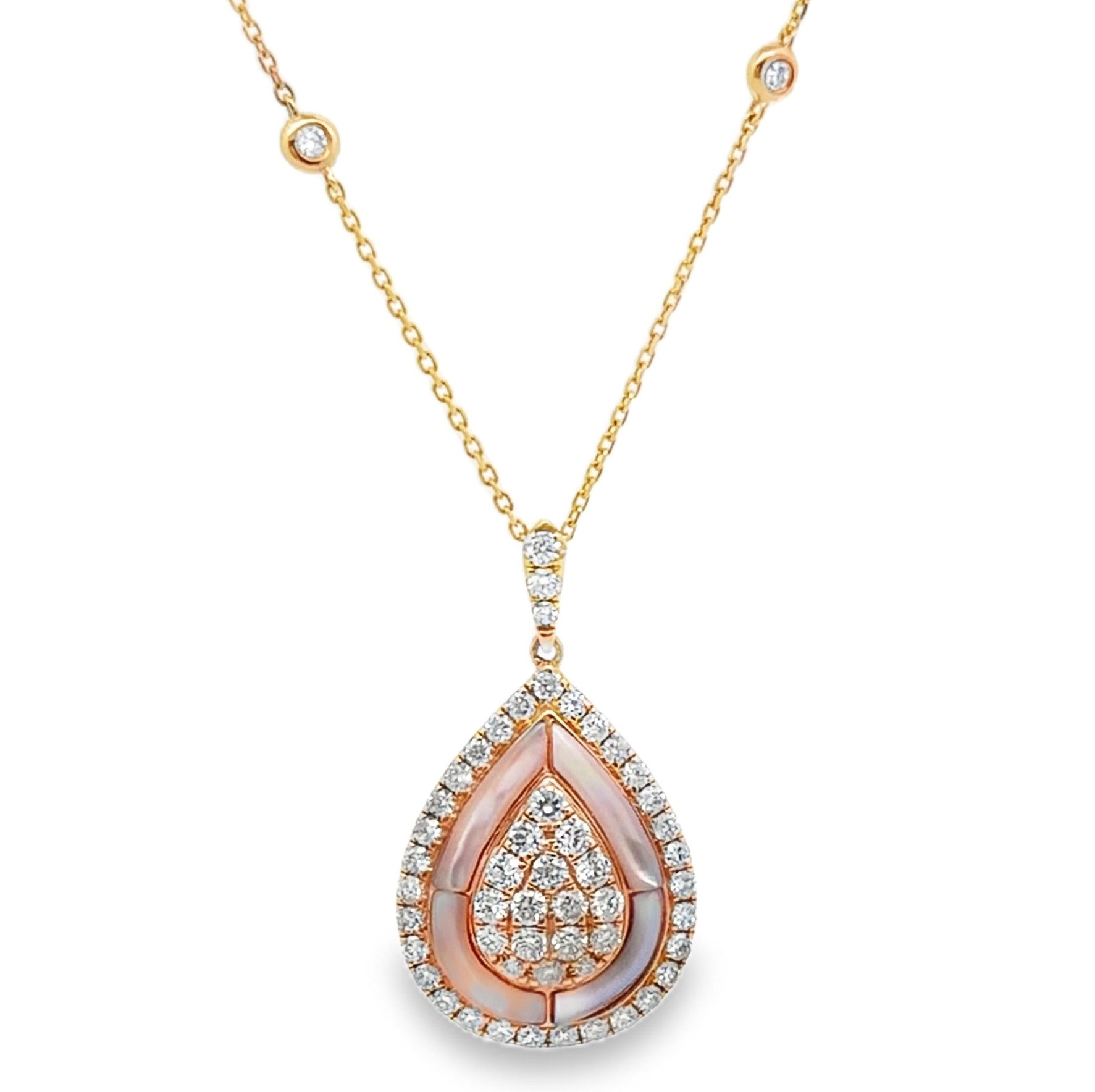 Natural Diamond and Mother of Pearl Pendant on Chain