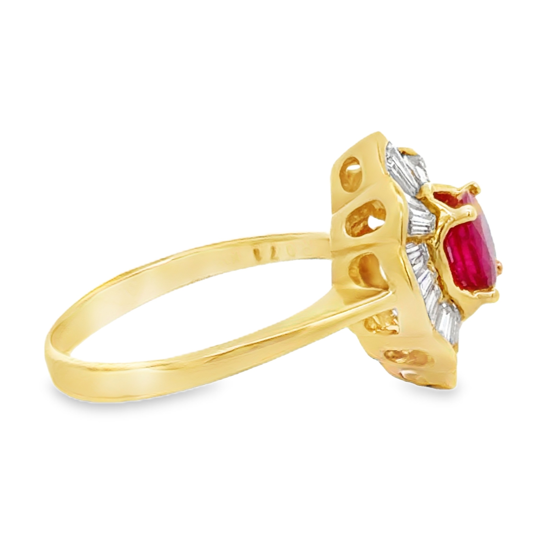 Earth Mined Ruby and Baguette Diamond Ring