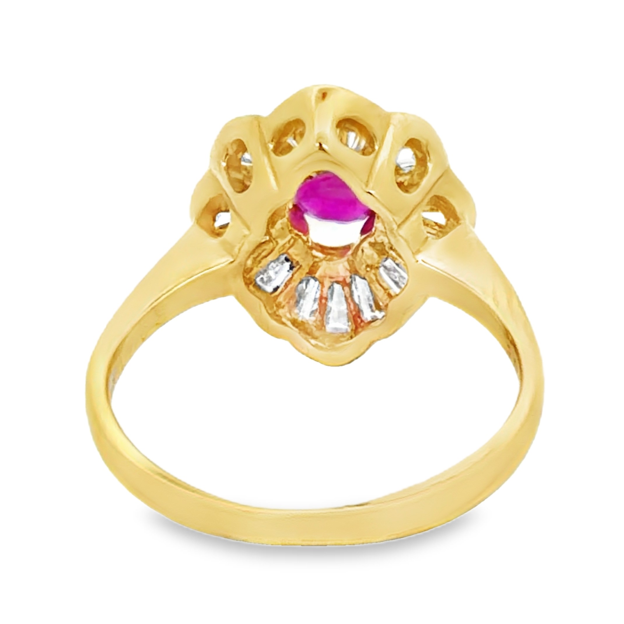 Earth Mined Ruby and Baguette Diamond Ring