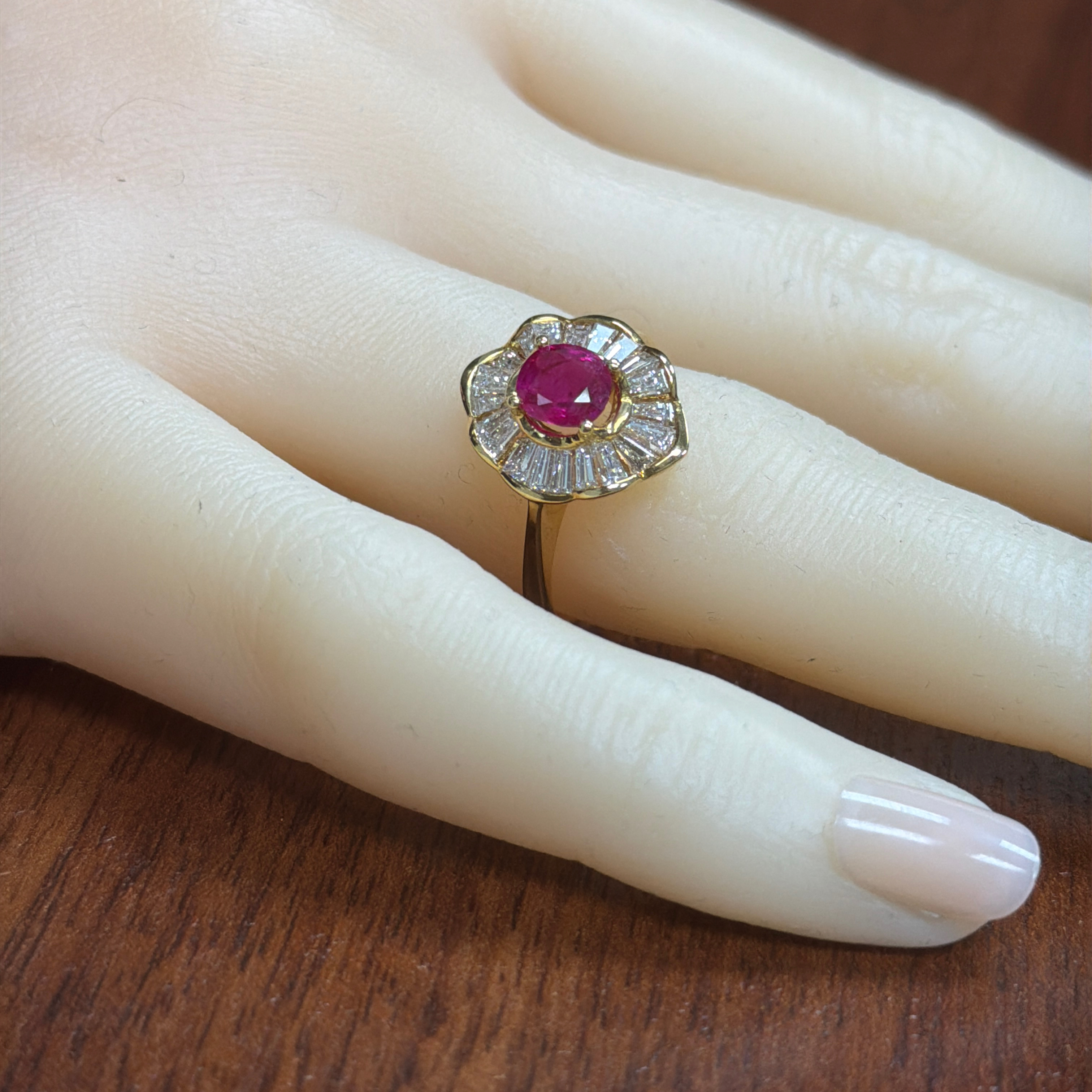 Earth Mined Ruby and Baguette Diamond Ring