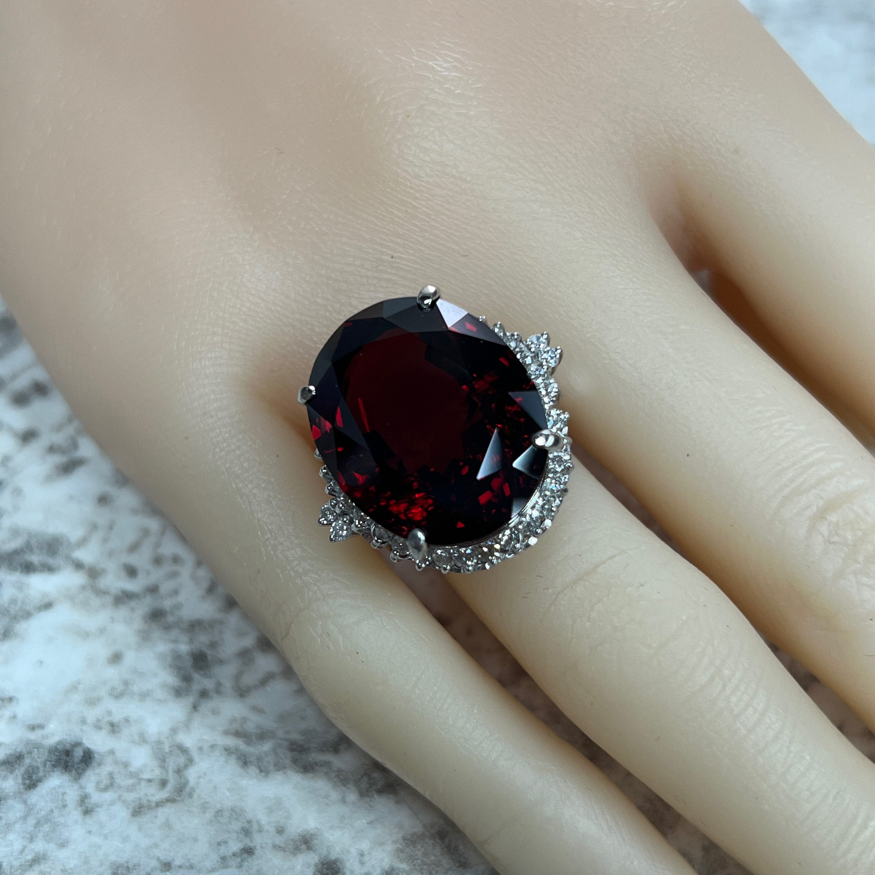 28 Carat Garnet & Diamond Ring