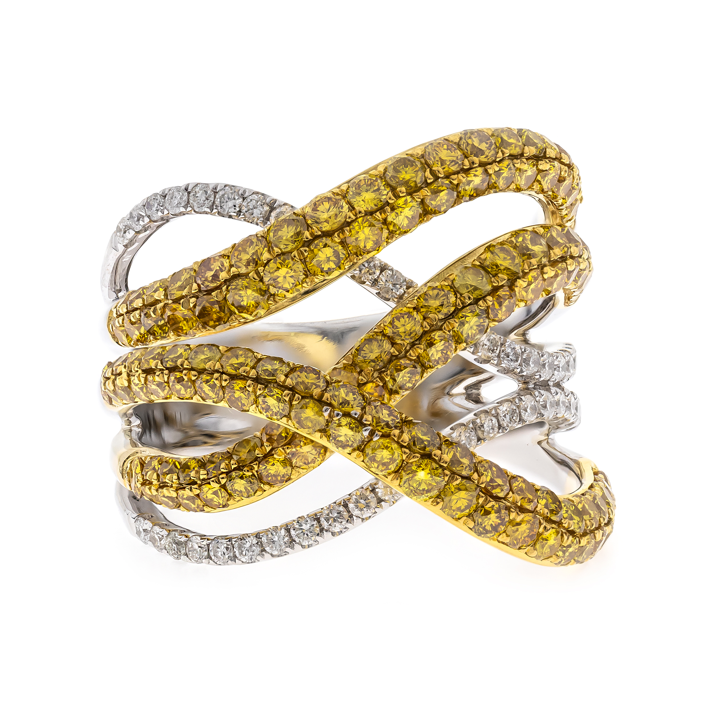 Natural Orange and White Diamond Ring