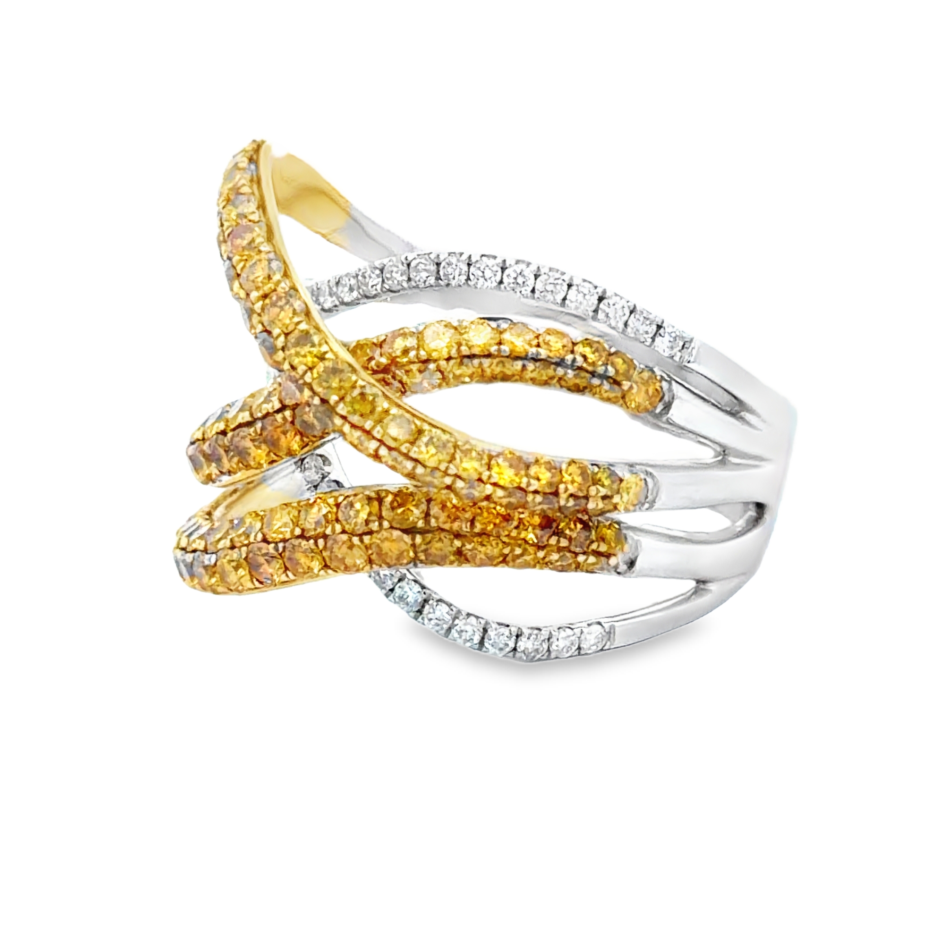 Natural Orange and White Diamond Ring