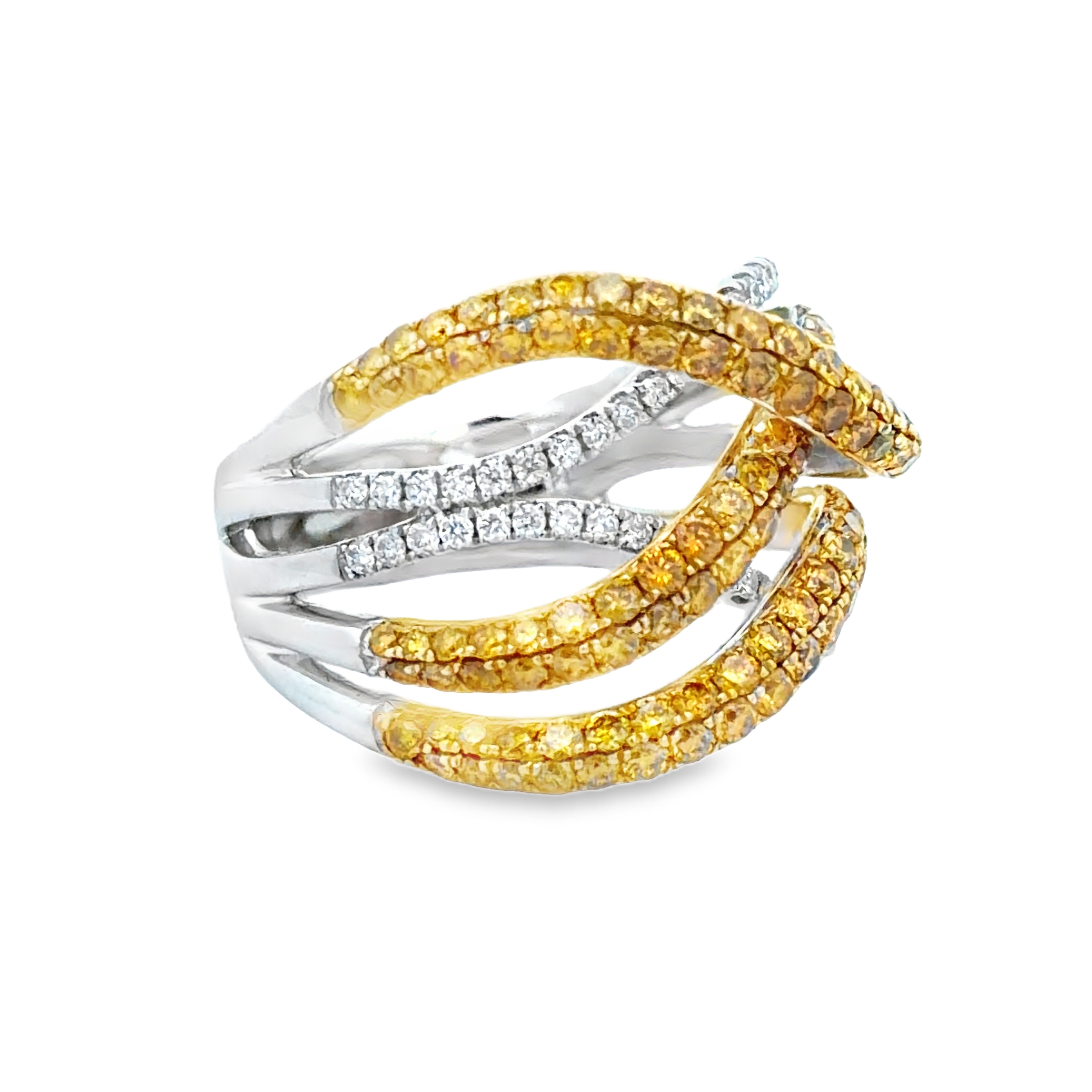 Natural Orange and White Diamond Ring