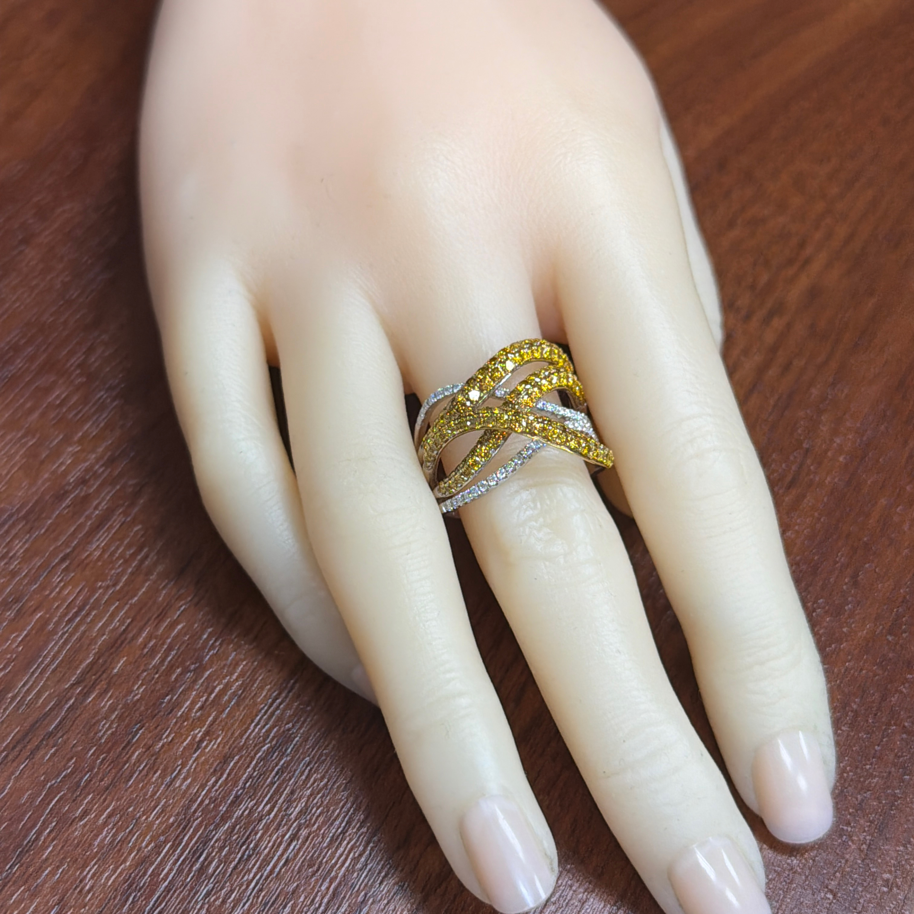 Natural Orange and White Diamond Ring