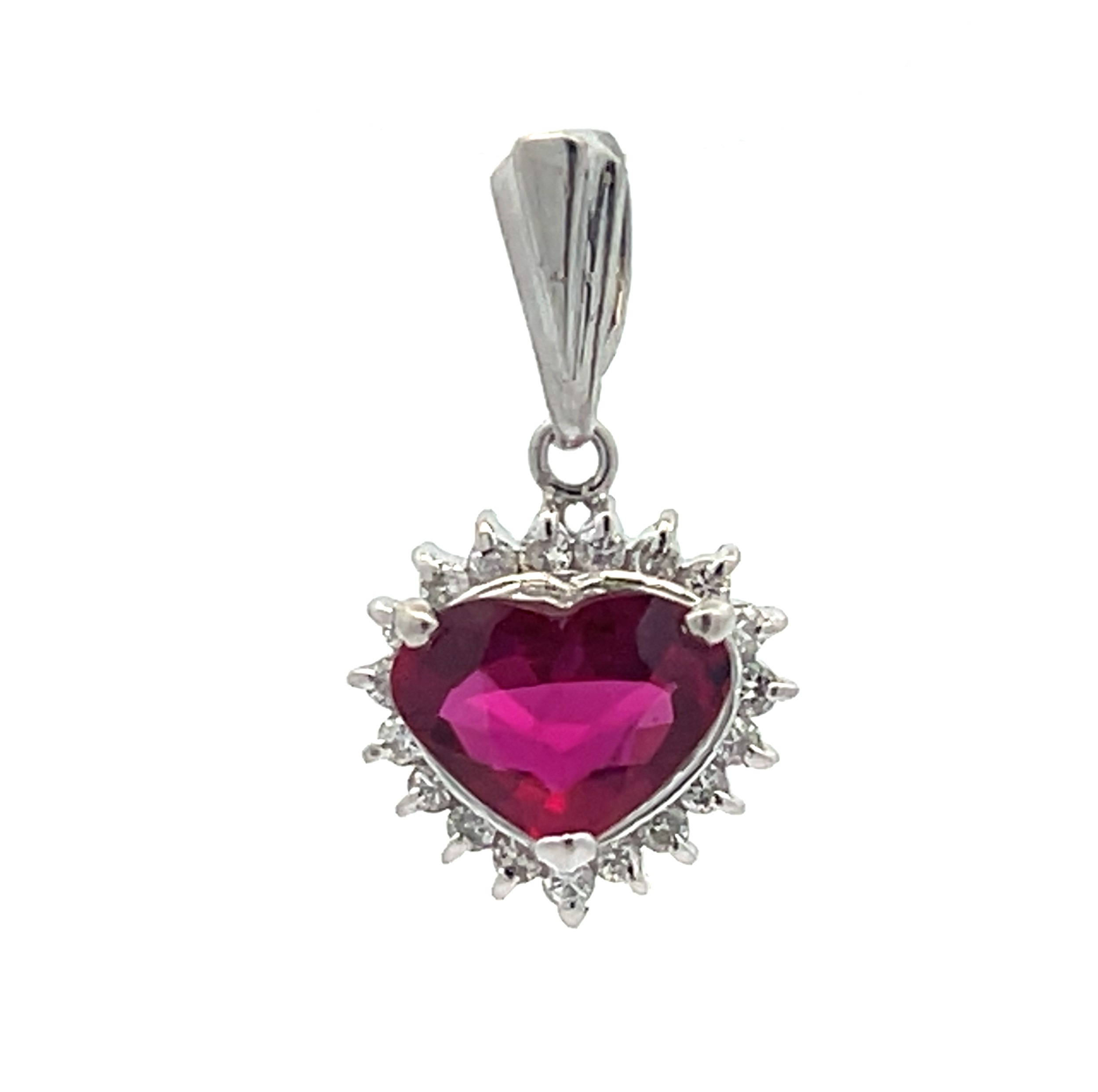 Natural Ruby Heart and Diamond Pendant