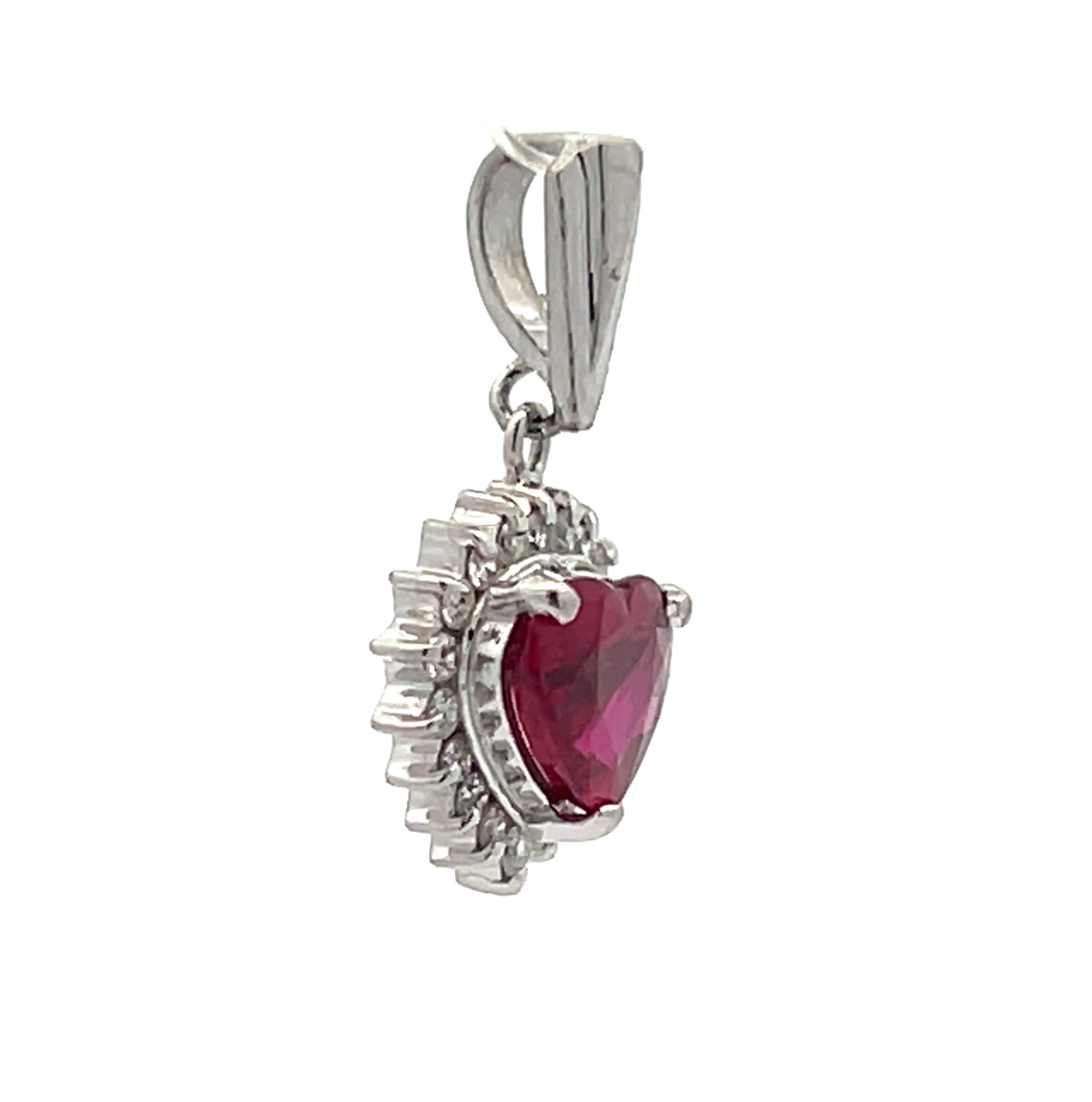 Natural Ruby Heart and Diamond Pendant