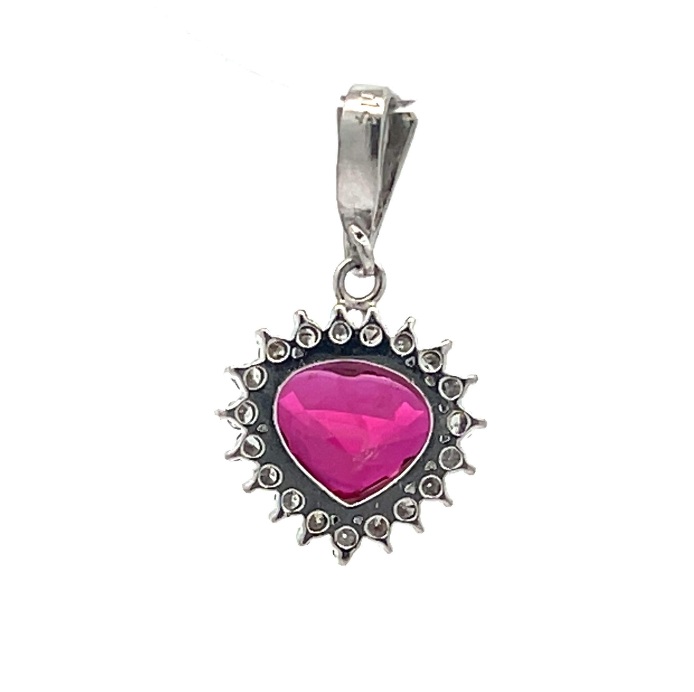 Natural Ruby Heart and Diamond Pendant