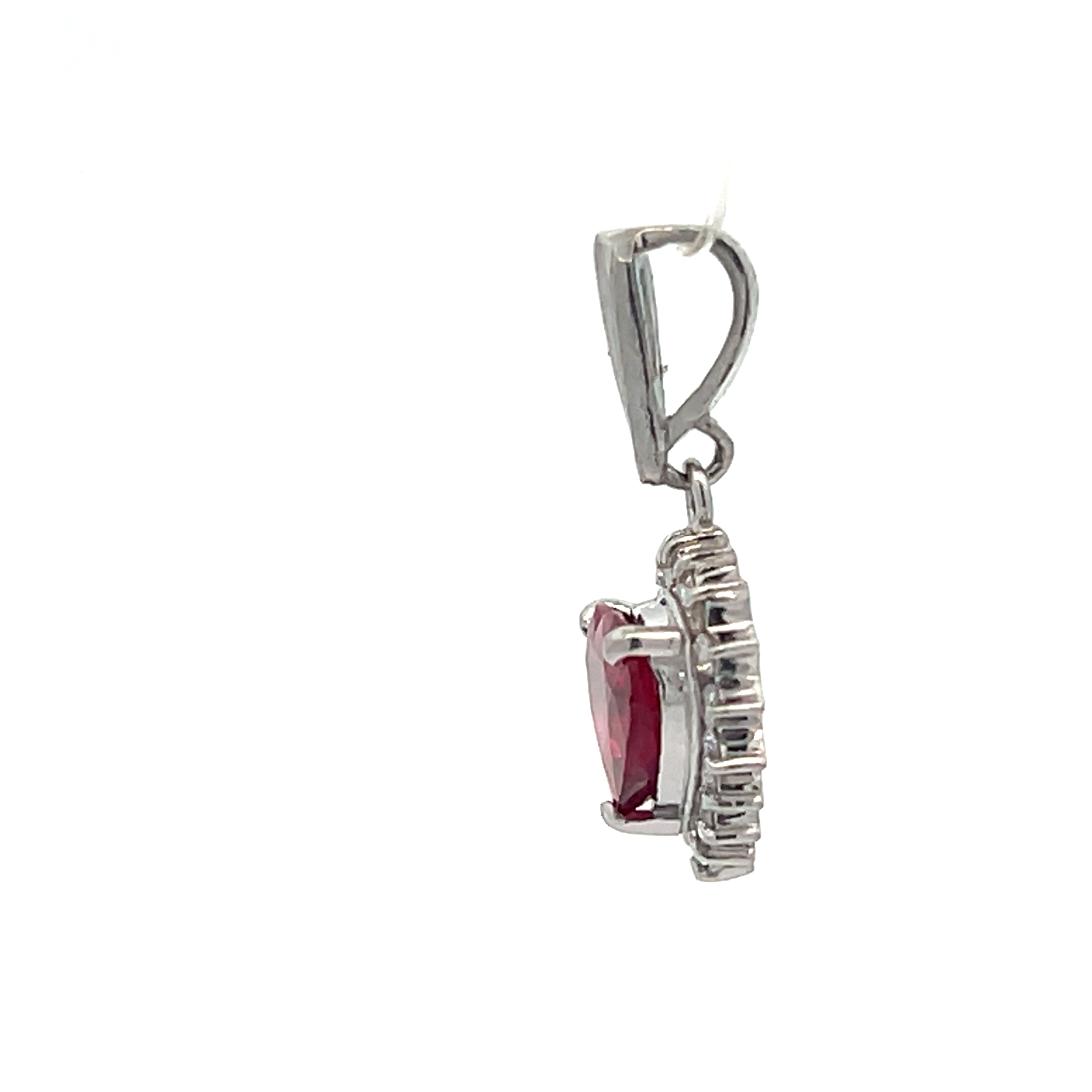 Natural Ruby Heart and Diamond Pendant