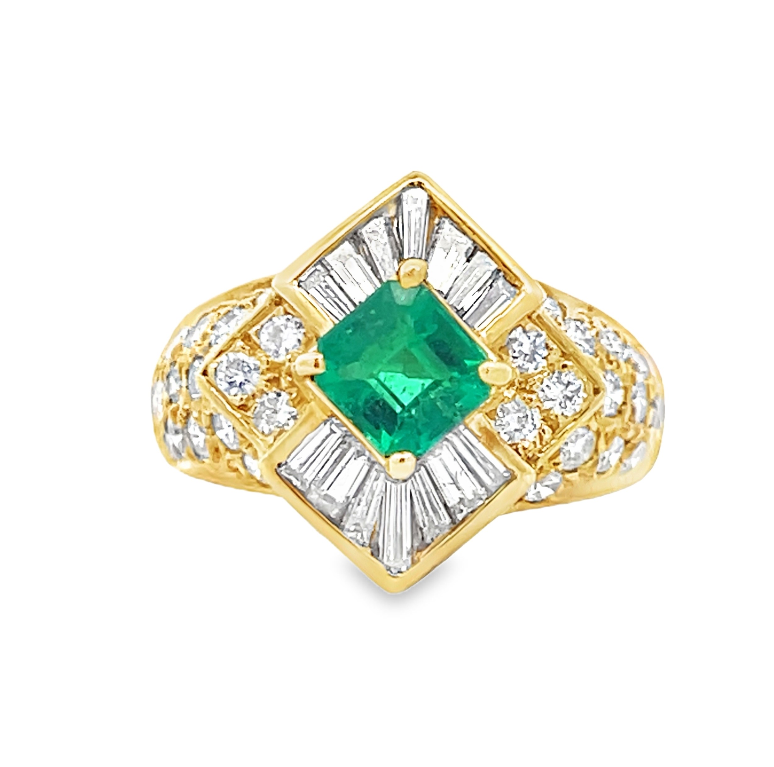 18K Natural Emerald & Diamond Ring
