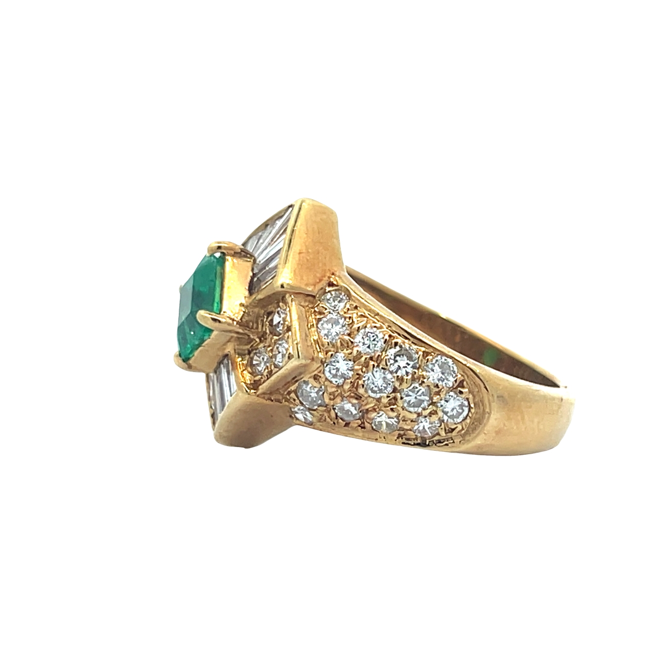 18K Natural Emerald & Diamond Ring