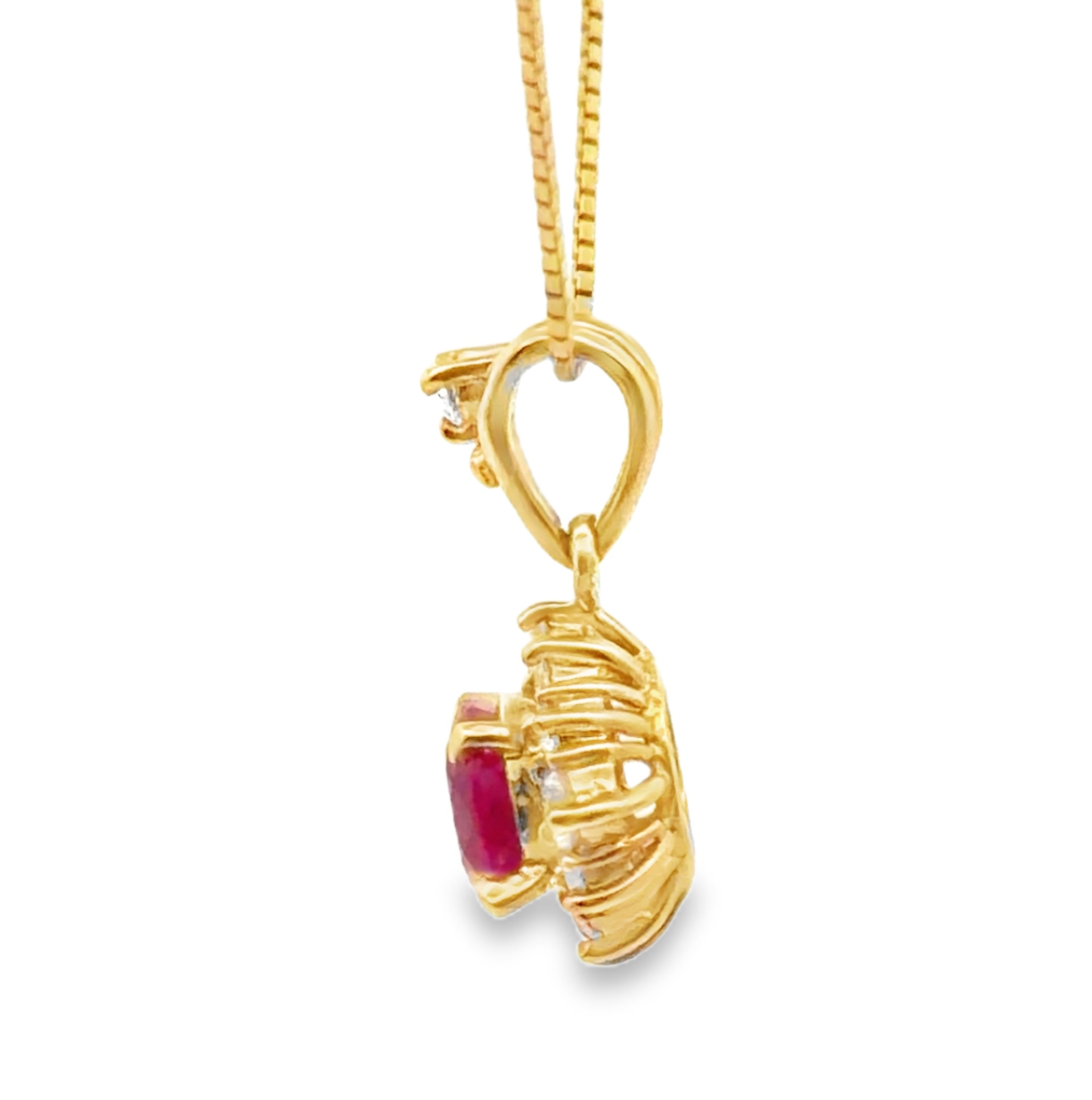 Natural Ruby & Diamond Pendant on Chain