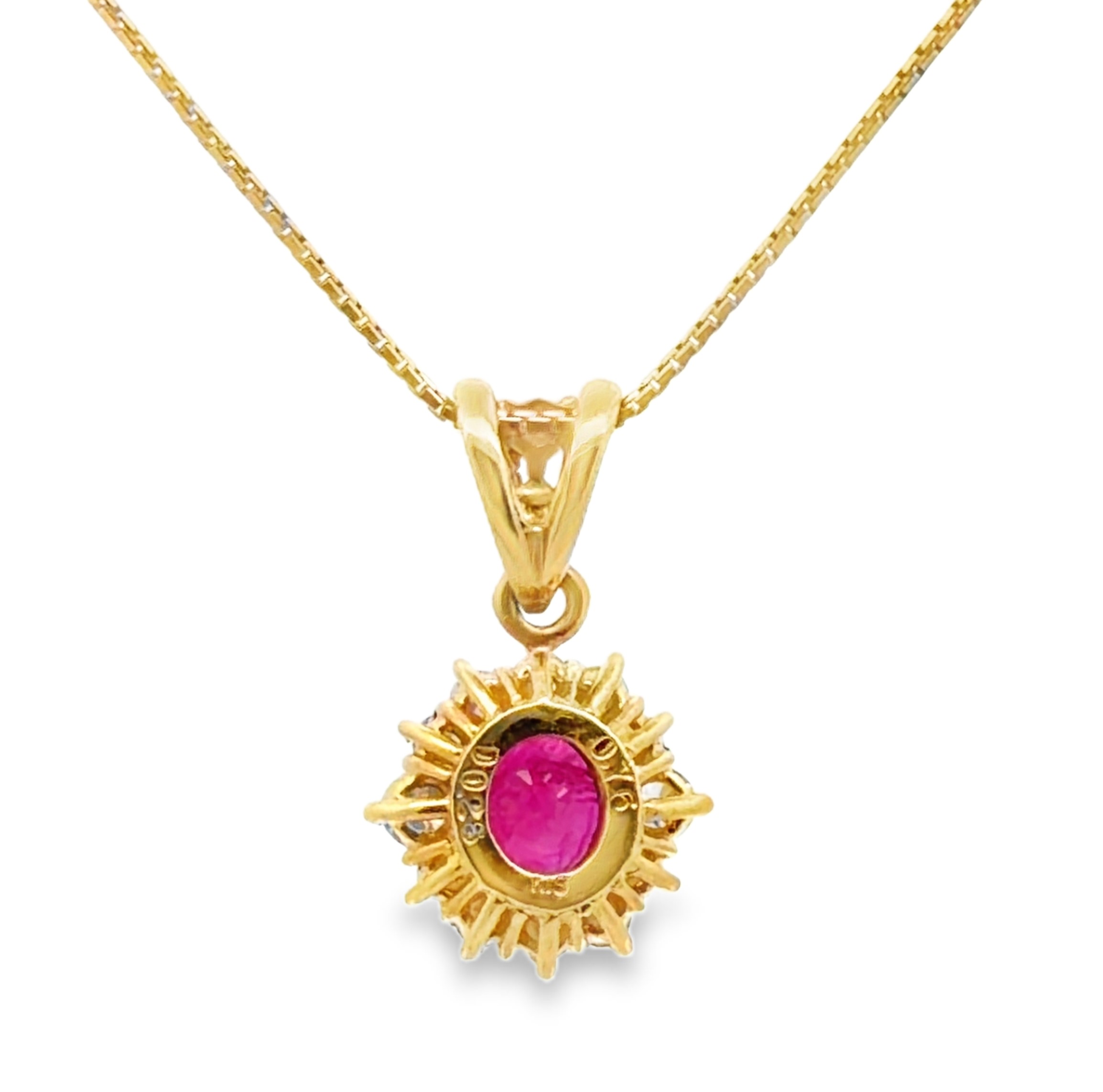 Natural Ruby & Diamond Pendant on Chain