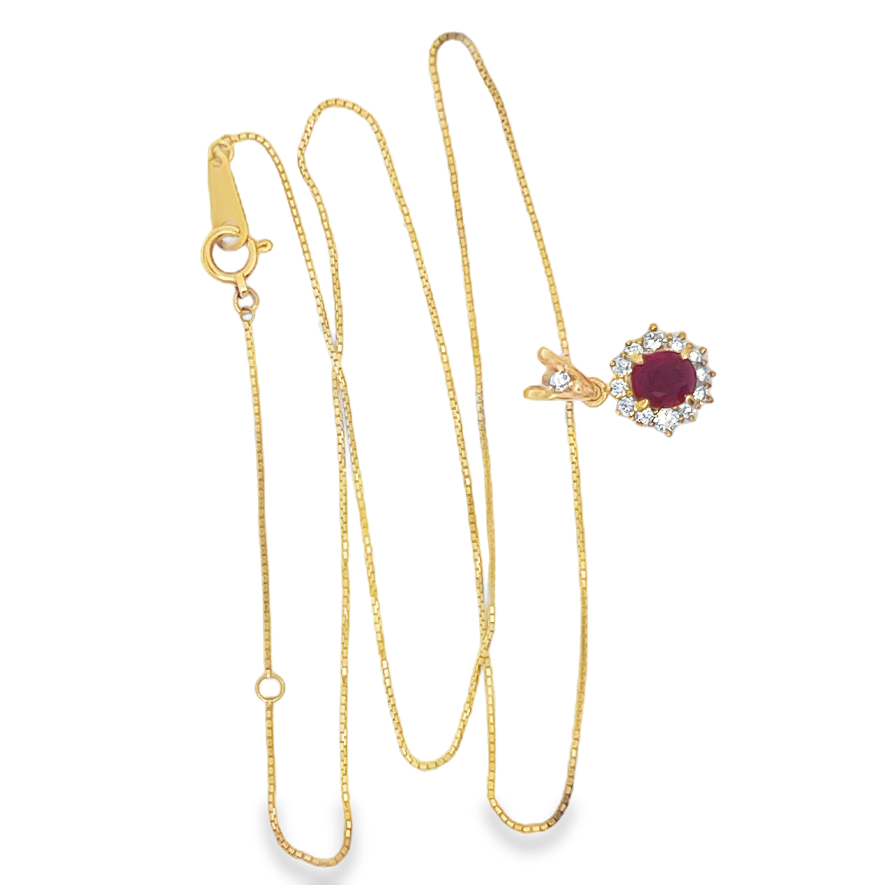 Natural Ruby & Diamond Pendant on Chain
