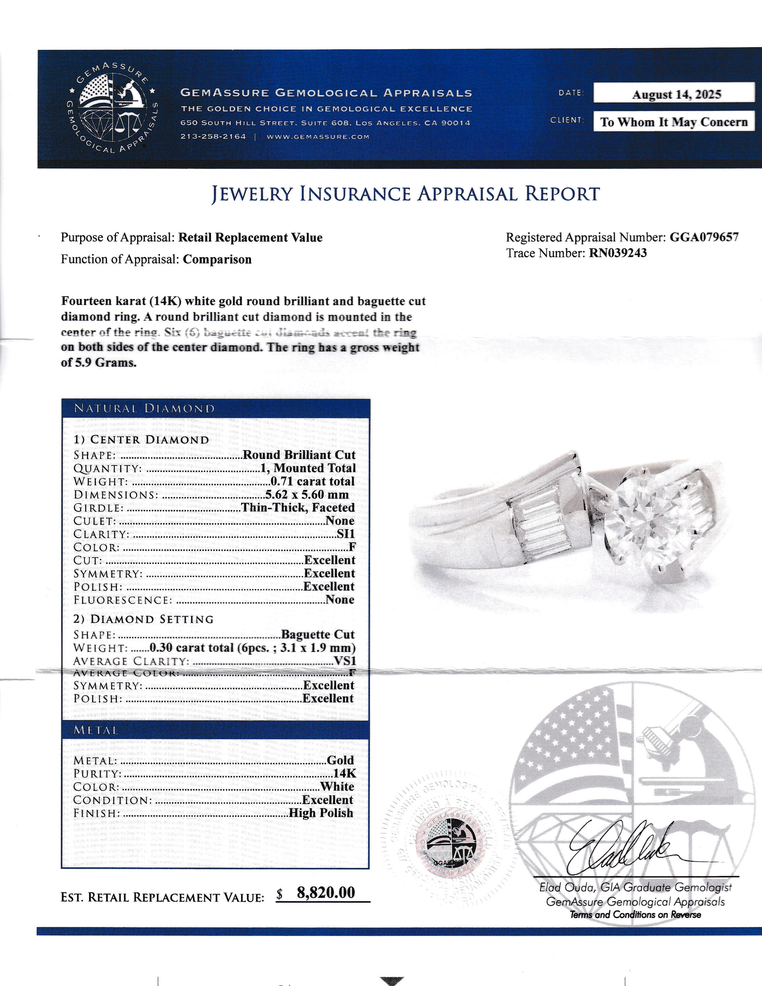 14K Natural Diamond Ring