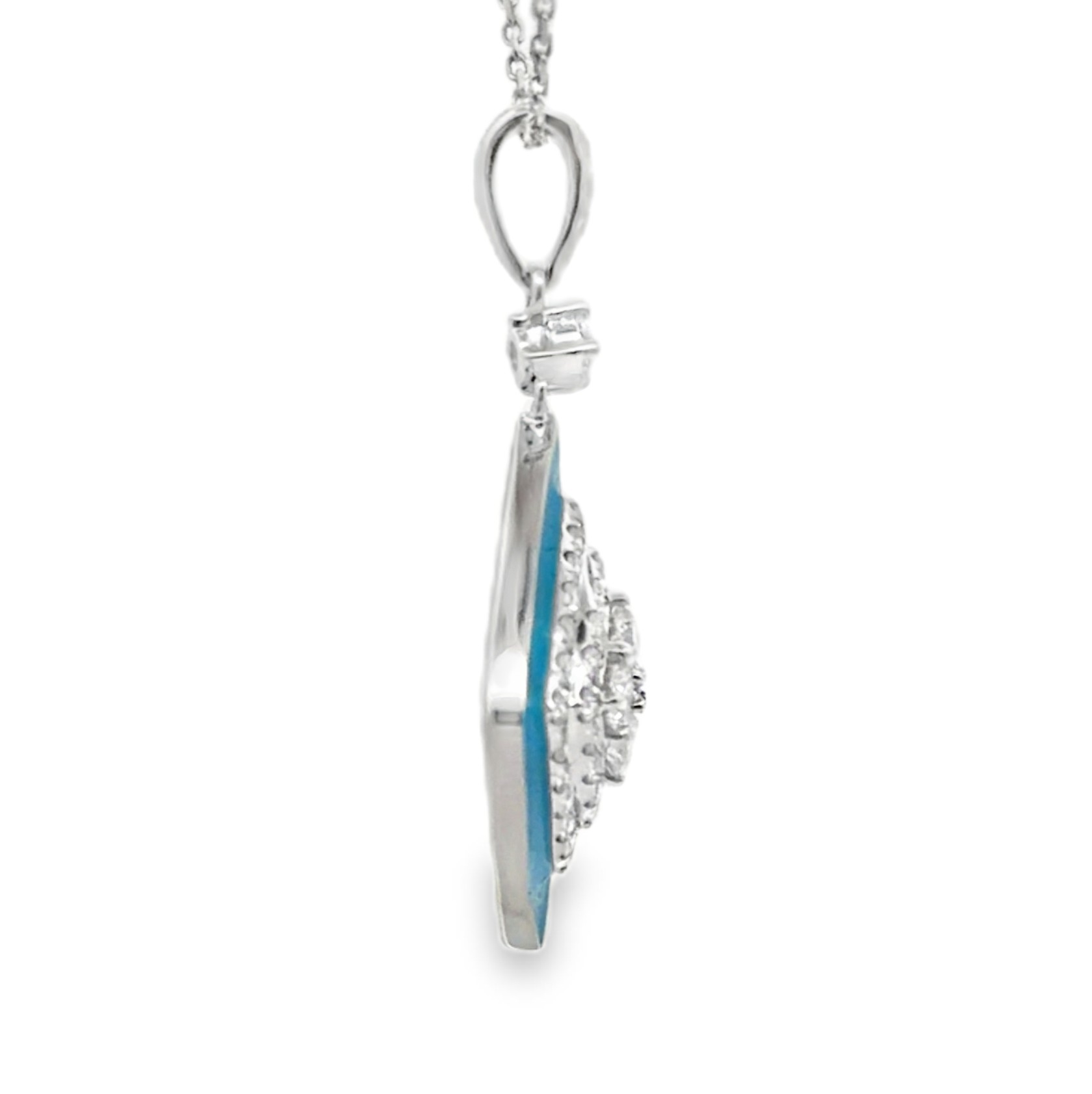 Natural Diamond Pendant with Blue Enamel