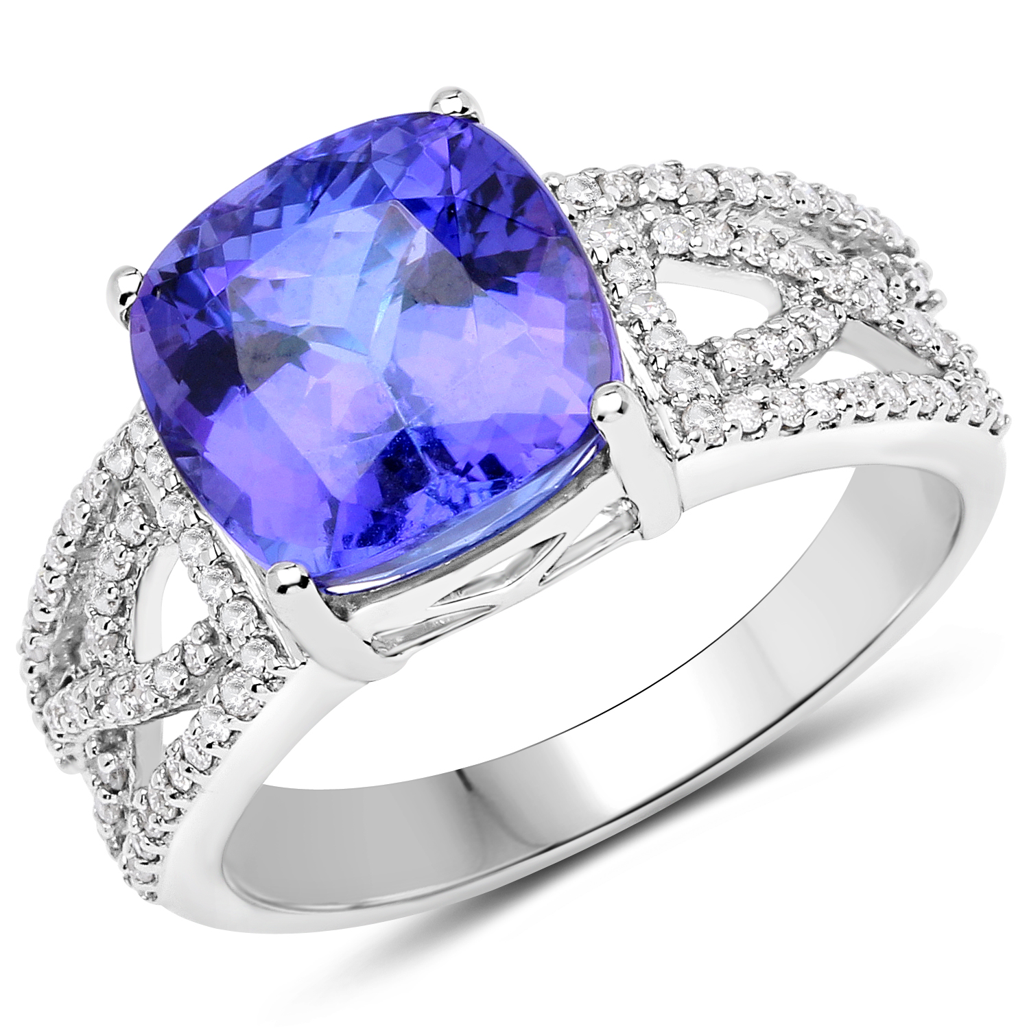 Gem Tanzanite (4.85Carats) and Natural Diamond Ring