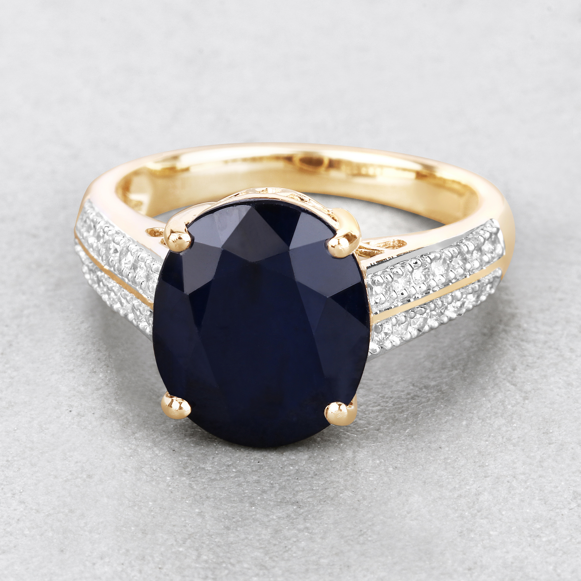 Blue Sapphire and Natural Diamond Ring