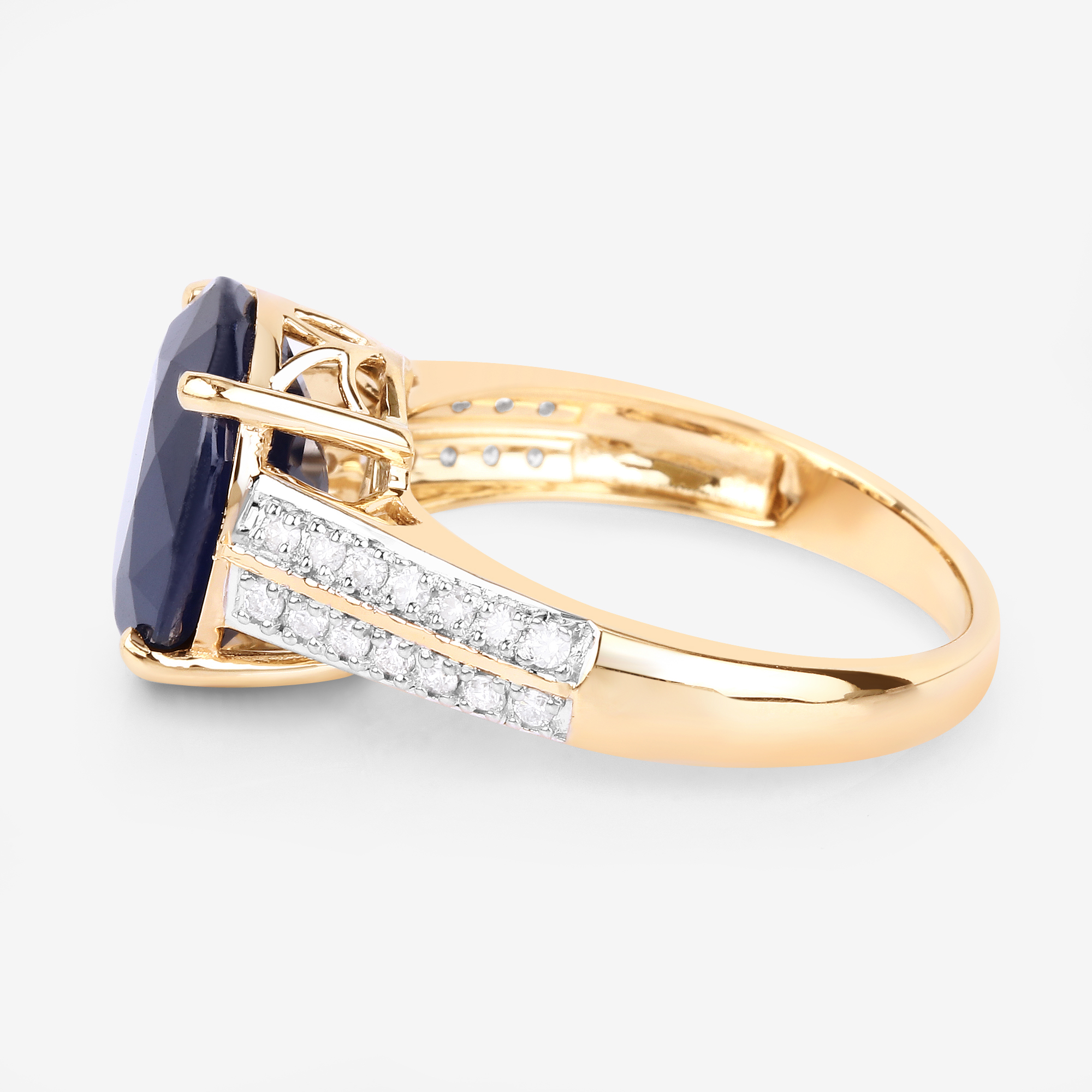 Blue Sapphire and Natural Diamond Ring