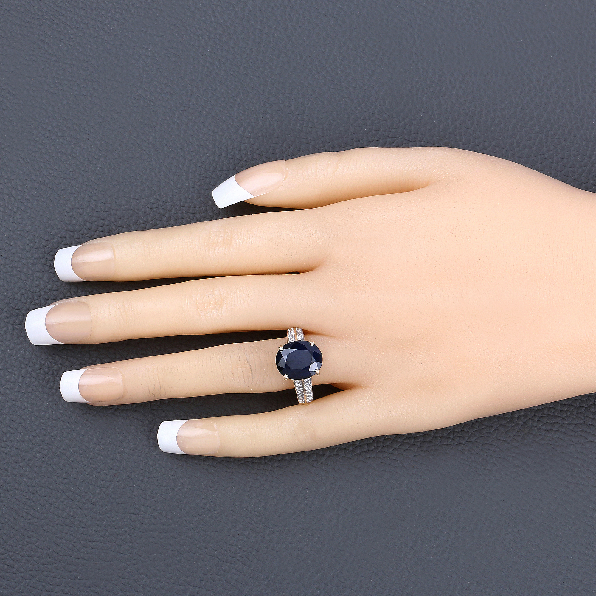 Blue Sapphire and Natural Diamond Ring