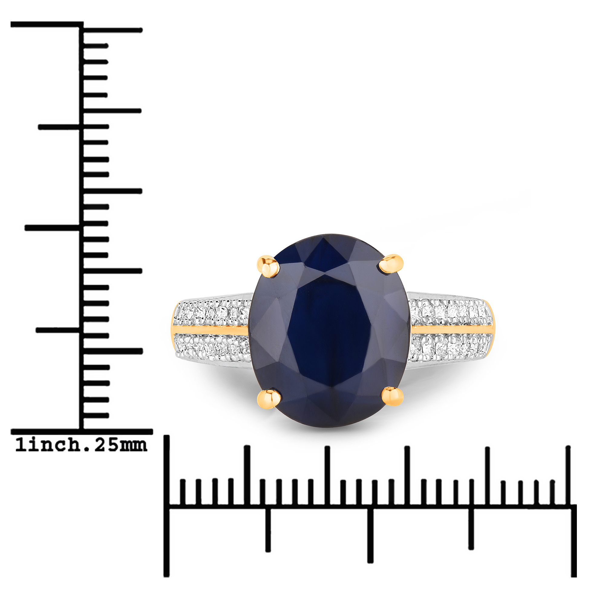 Blue Sapphire and Natural Diamond Ring