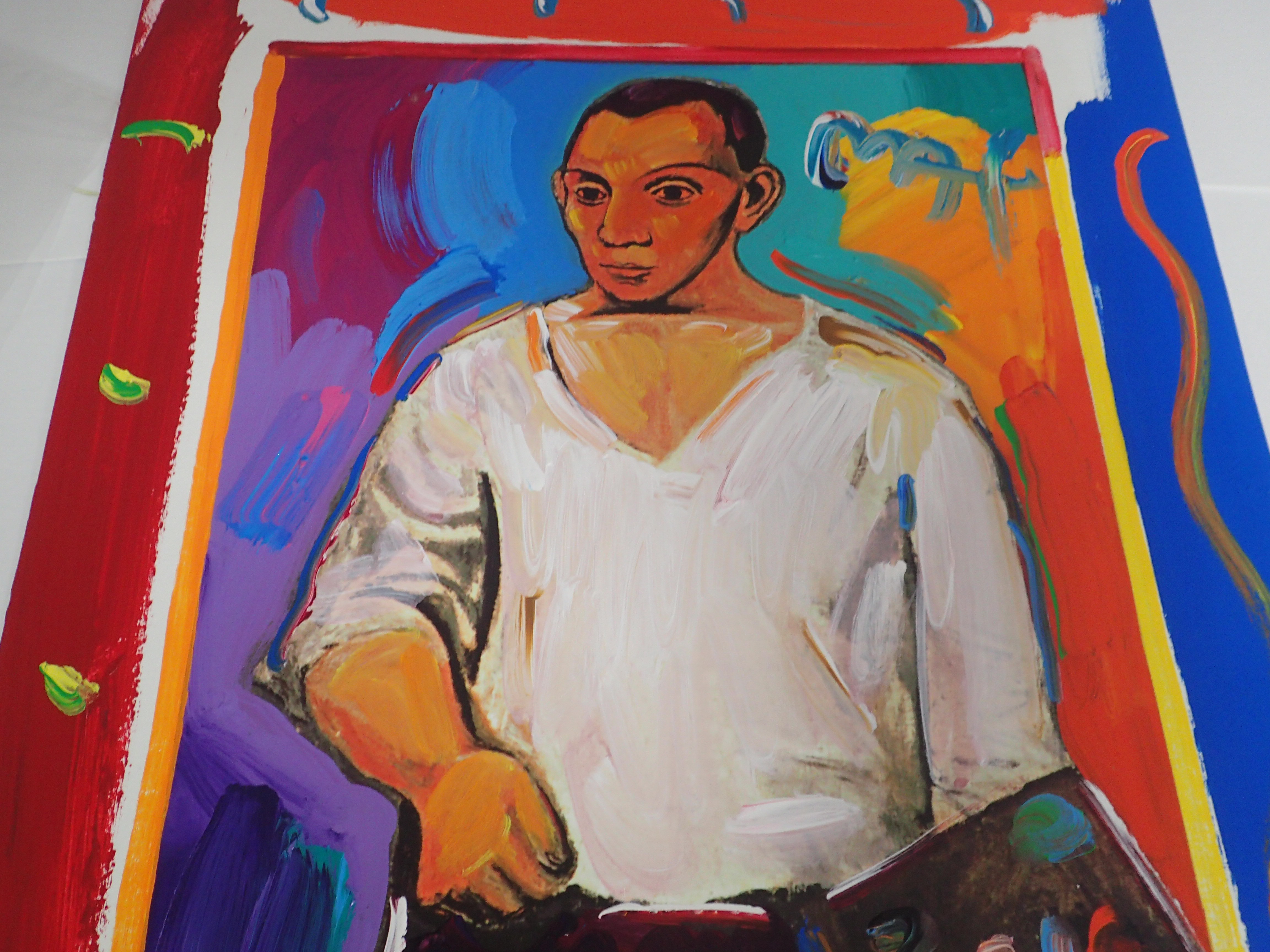 Peter Max Mixed Media and Acrylic on Woven Paper