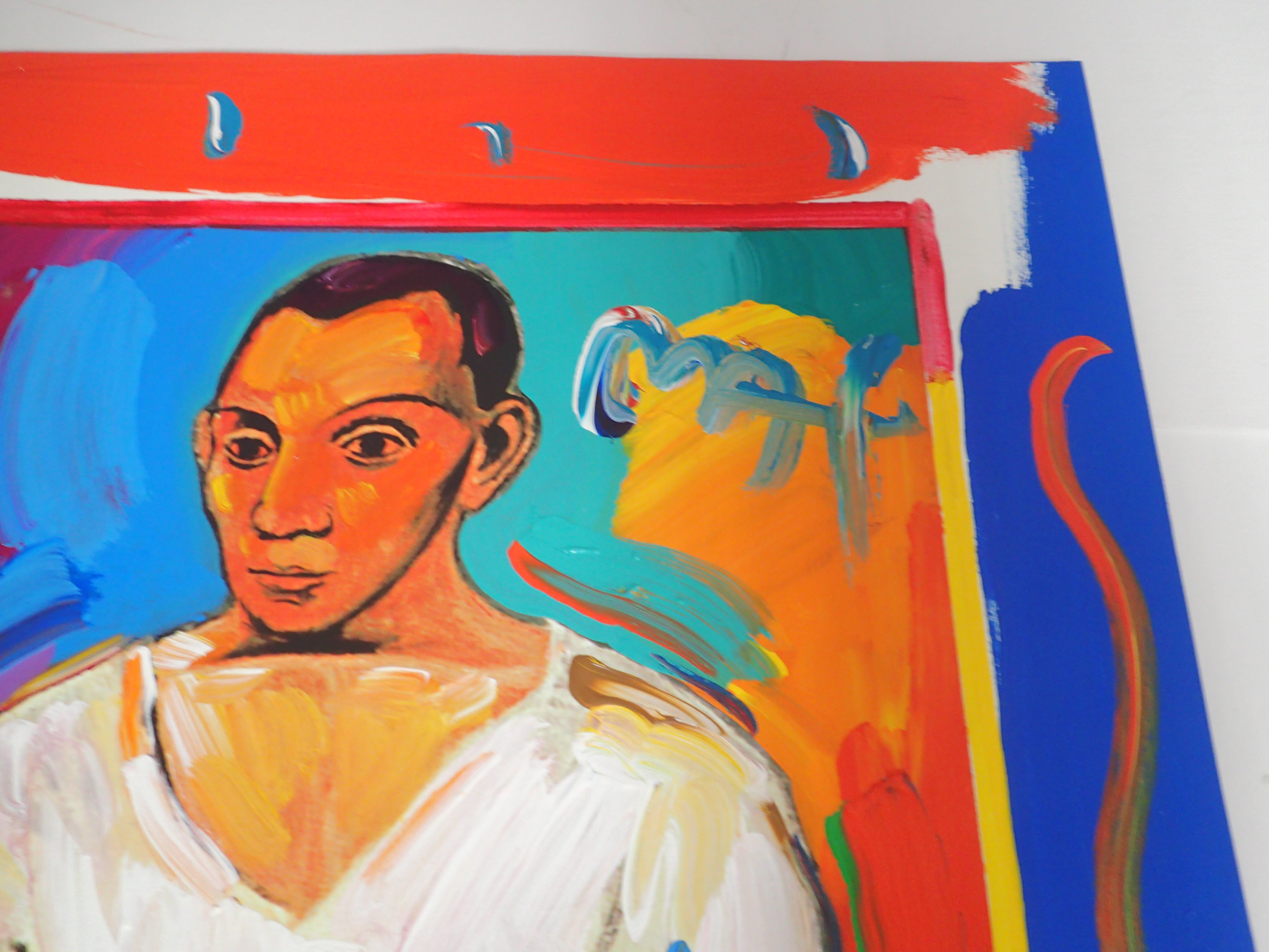 Peter Max Mixed Media and Acrylic on Woven Paper