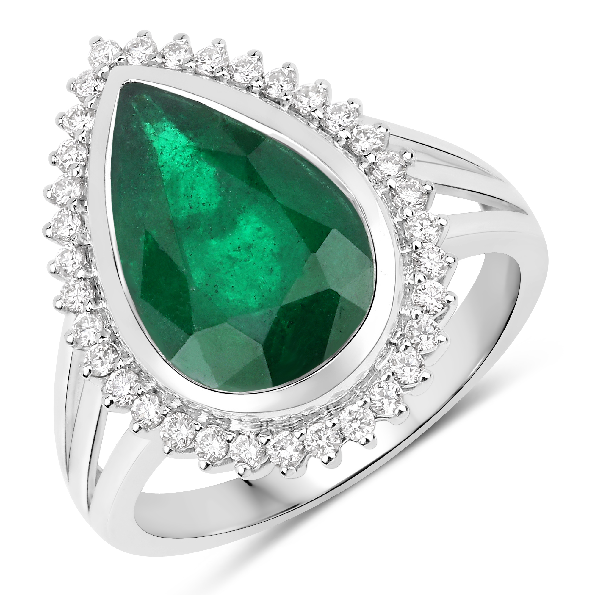 IGI Certified 3.67CT Zambian Emerald and Natural Diamond Ring