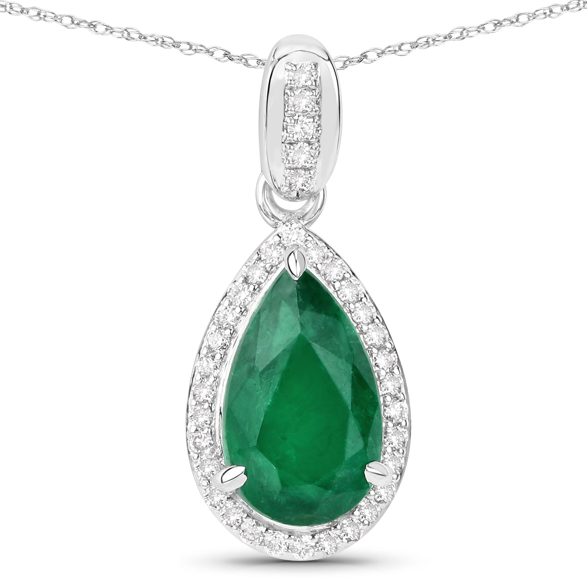 IGI Certified 2.36 CT Zambian Emerald and Natural Diamond Pendant