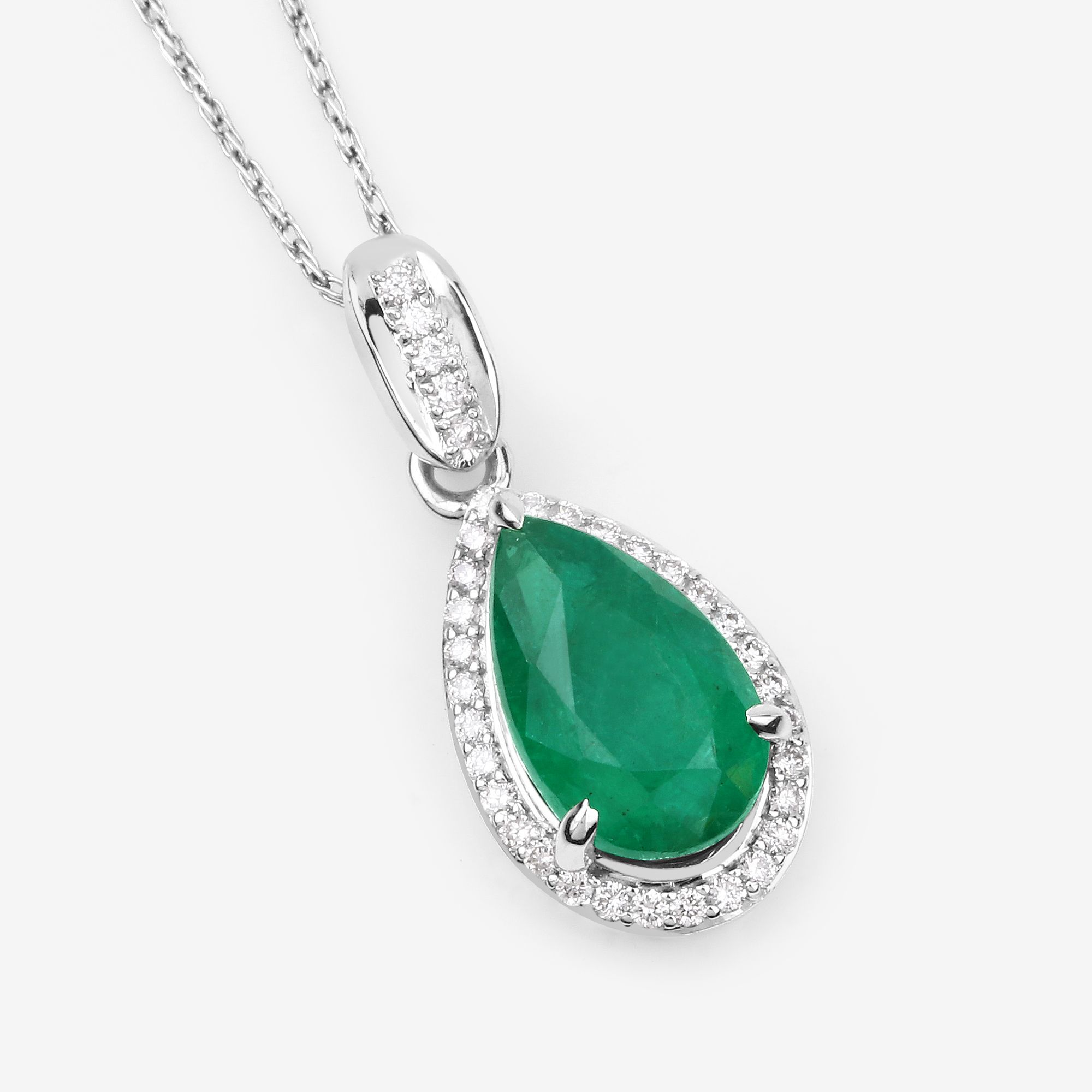 IGI Certified 2.36 CT Zambian Emerald and Natural Diamond Pendant