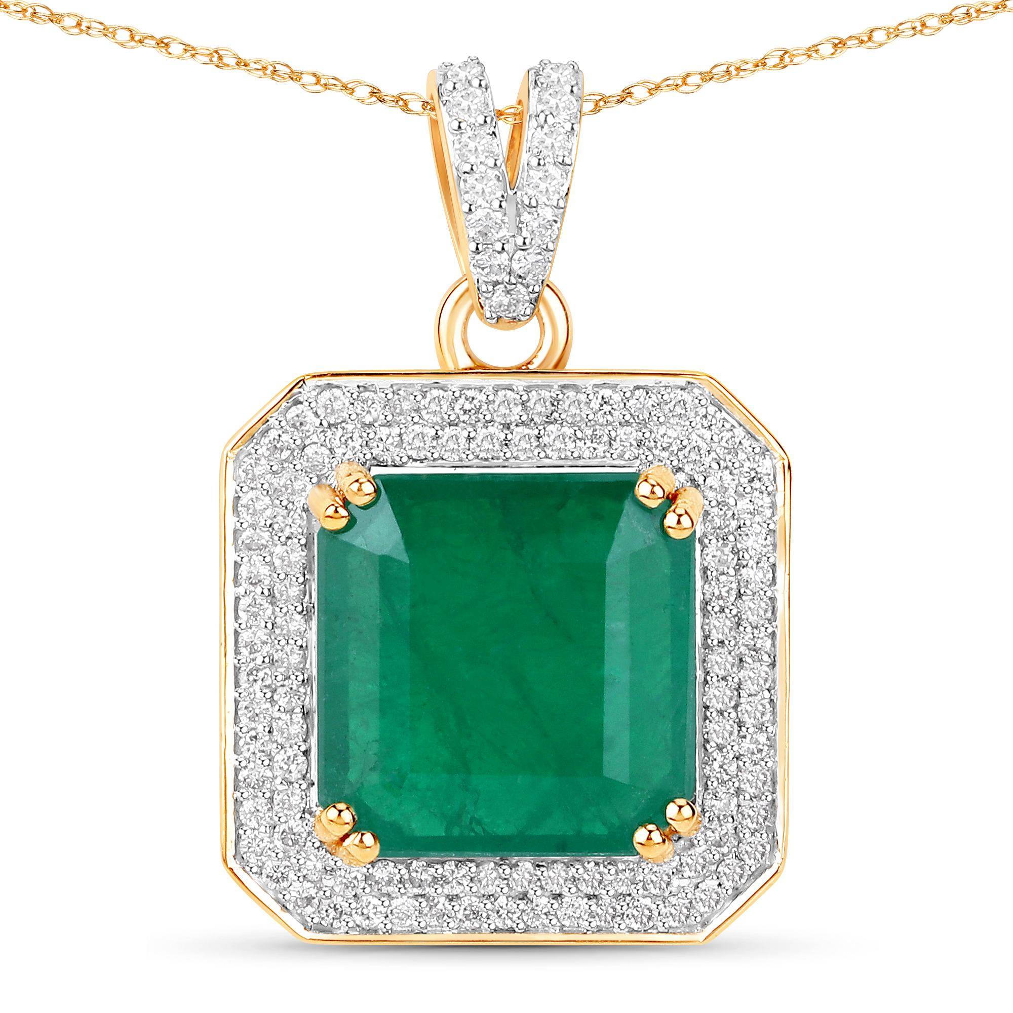 IGI Certified 3.57 CT Emerald and Natural Diamond Pendant