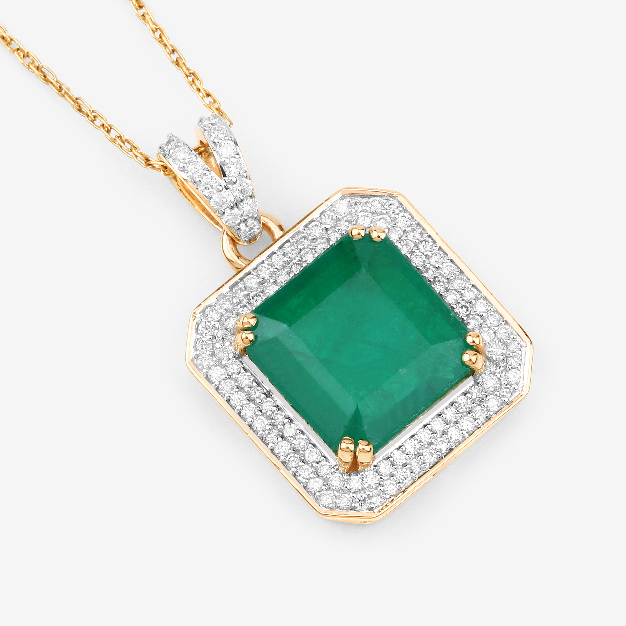 IGI Certified 3.57 CT Emerald and Natural Diamond Pendant