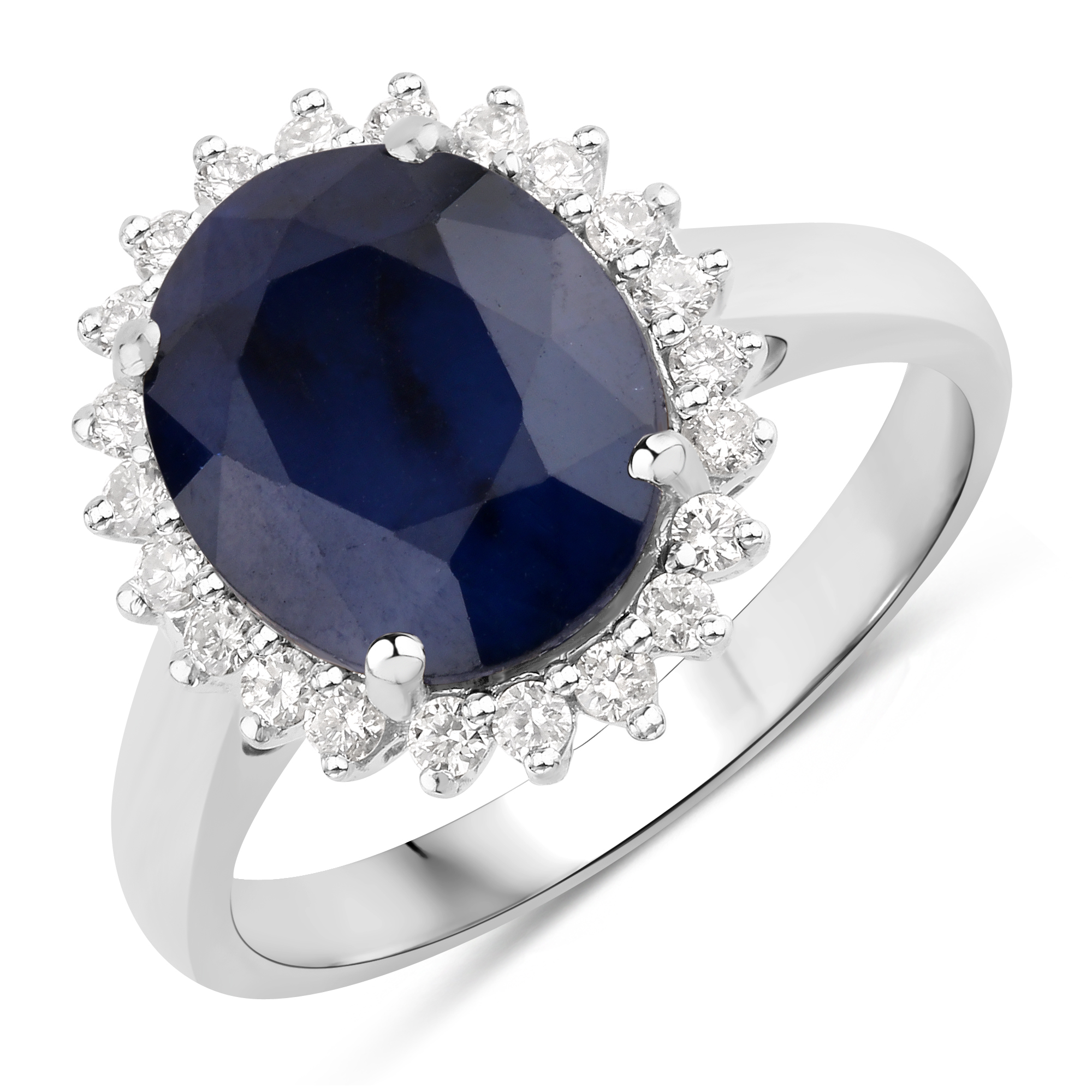 4.32CT Natural Blue Sapphire and Diamond Ring