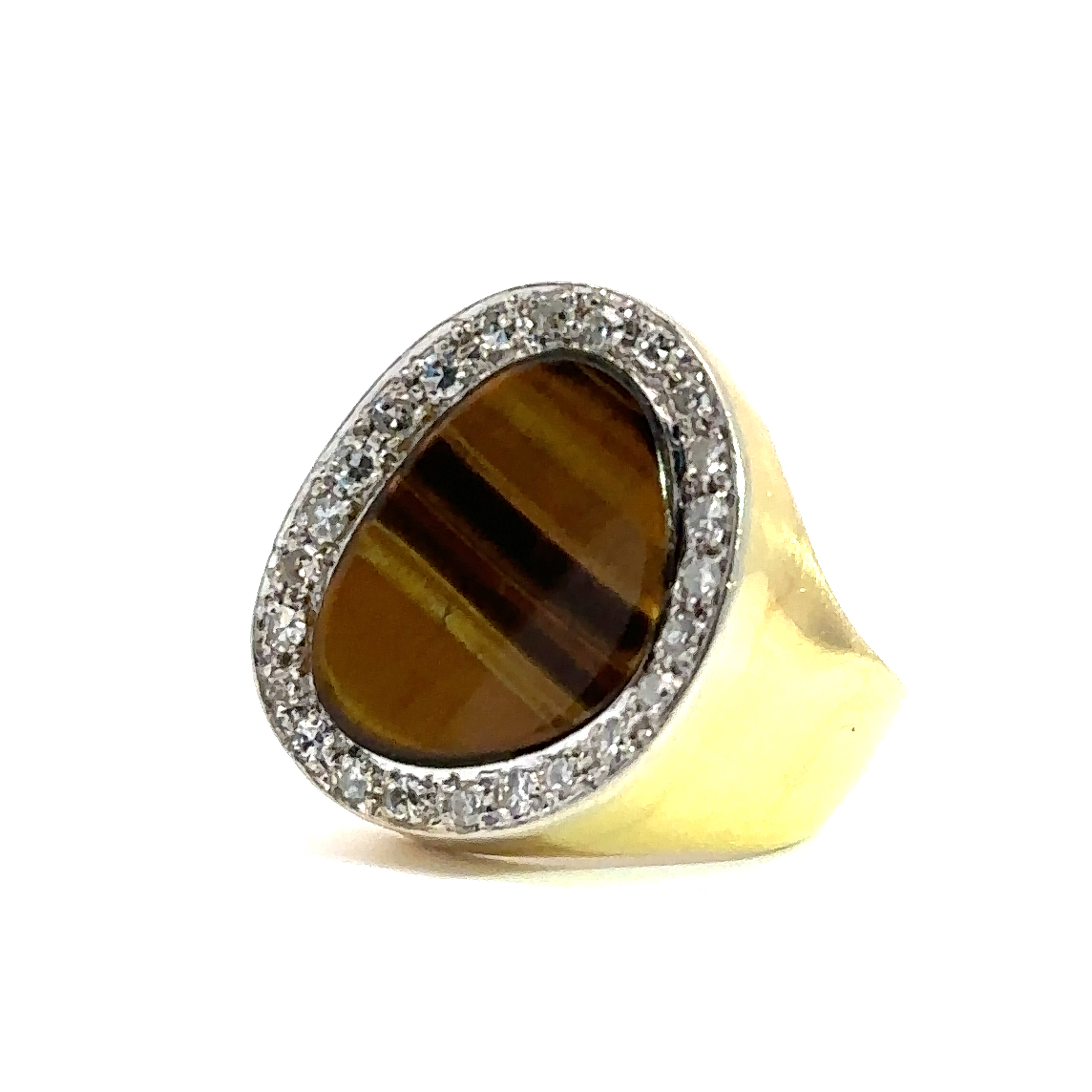 Tigers Eye and Diamond Ring