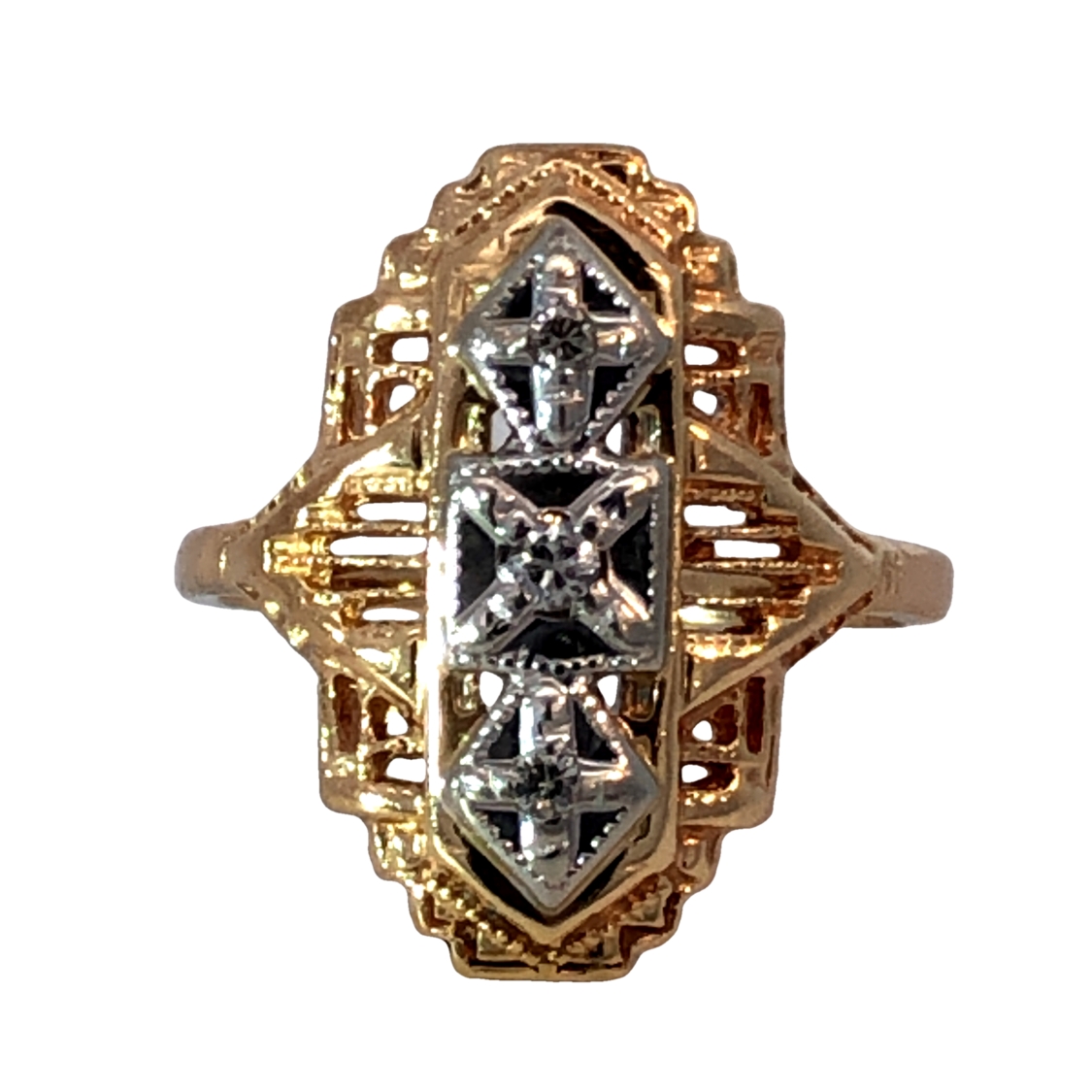 14K 3-Stone Ring