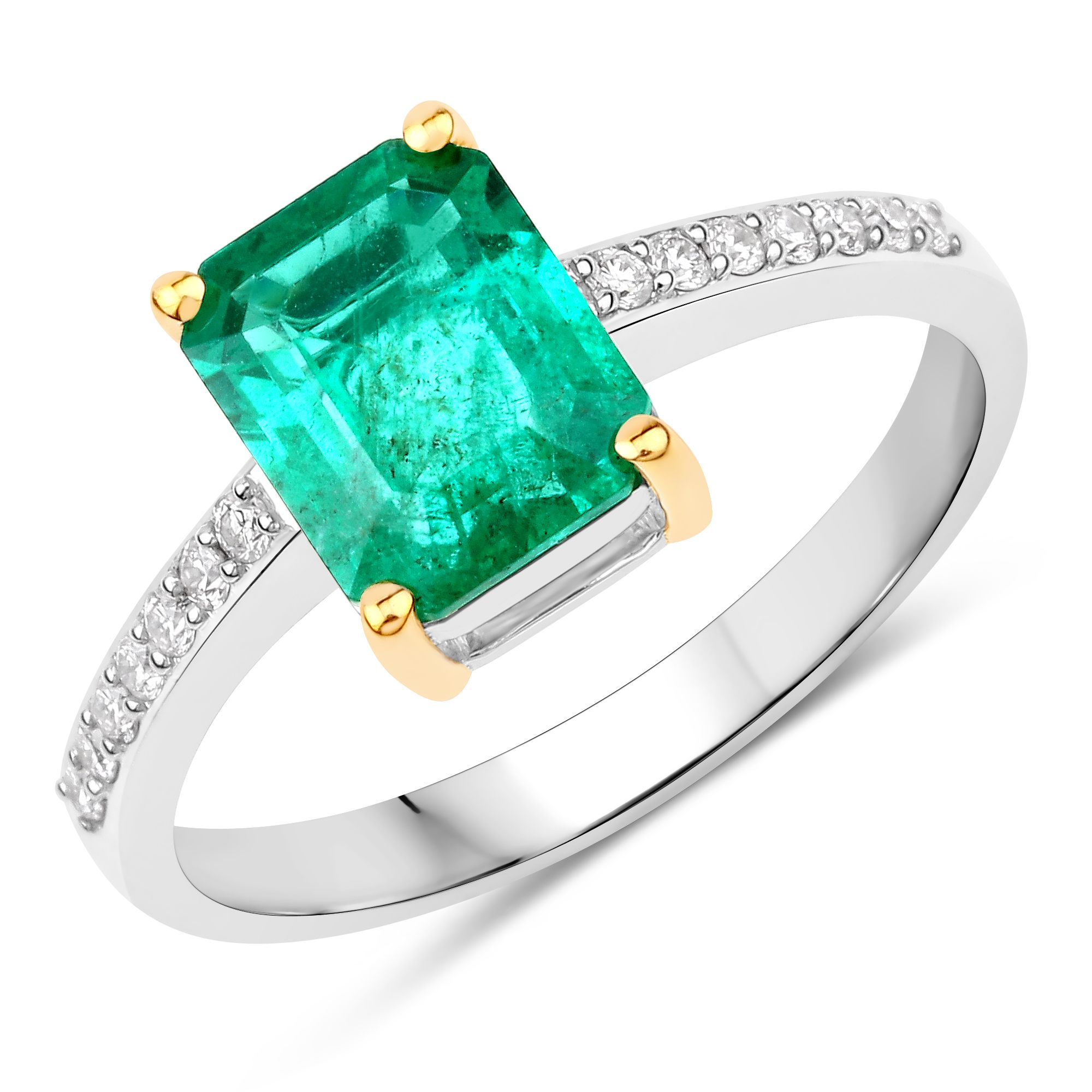 Certified Zambian Emerald & Diamond Ring