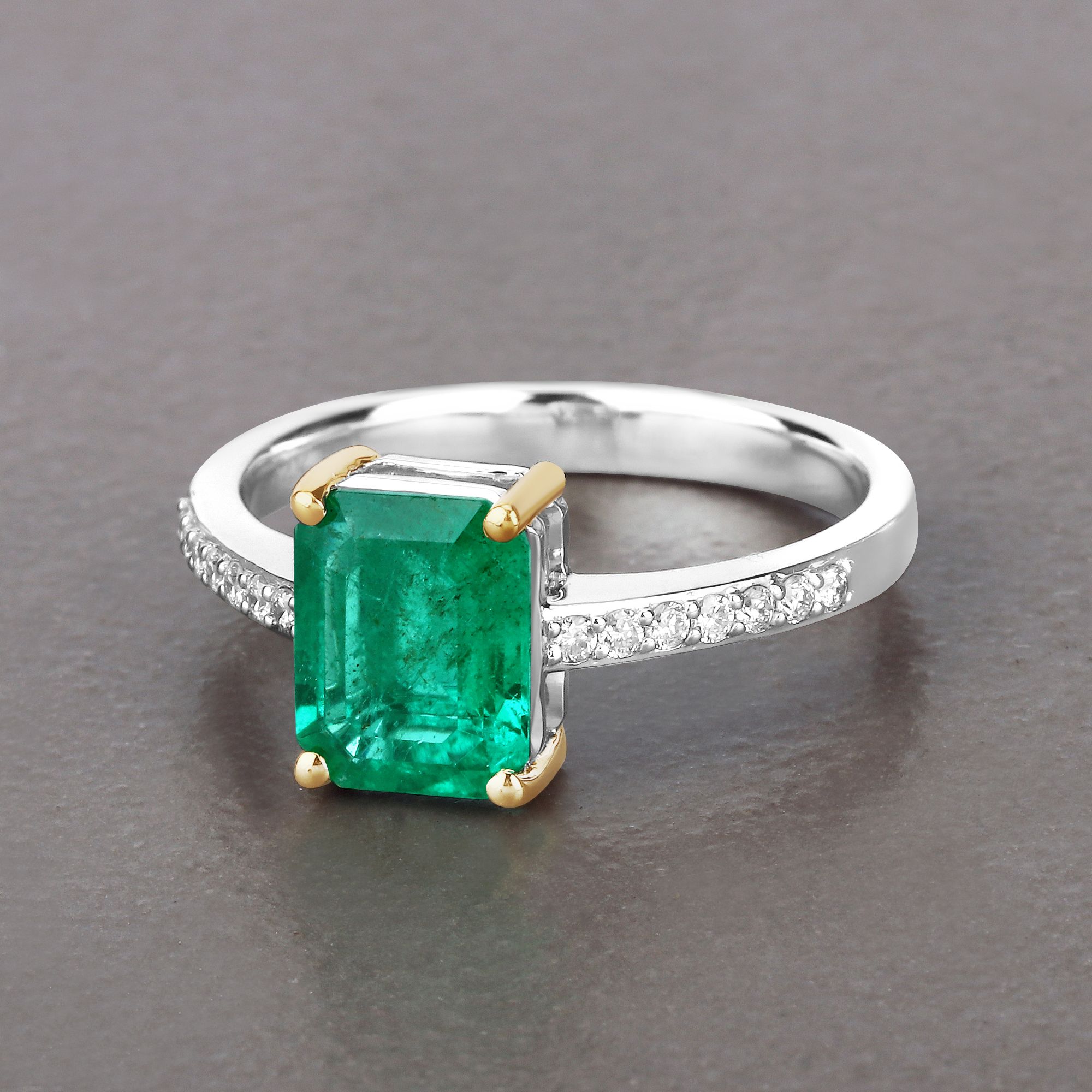 Certified Zambian Emerald & Diamond Ring