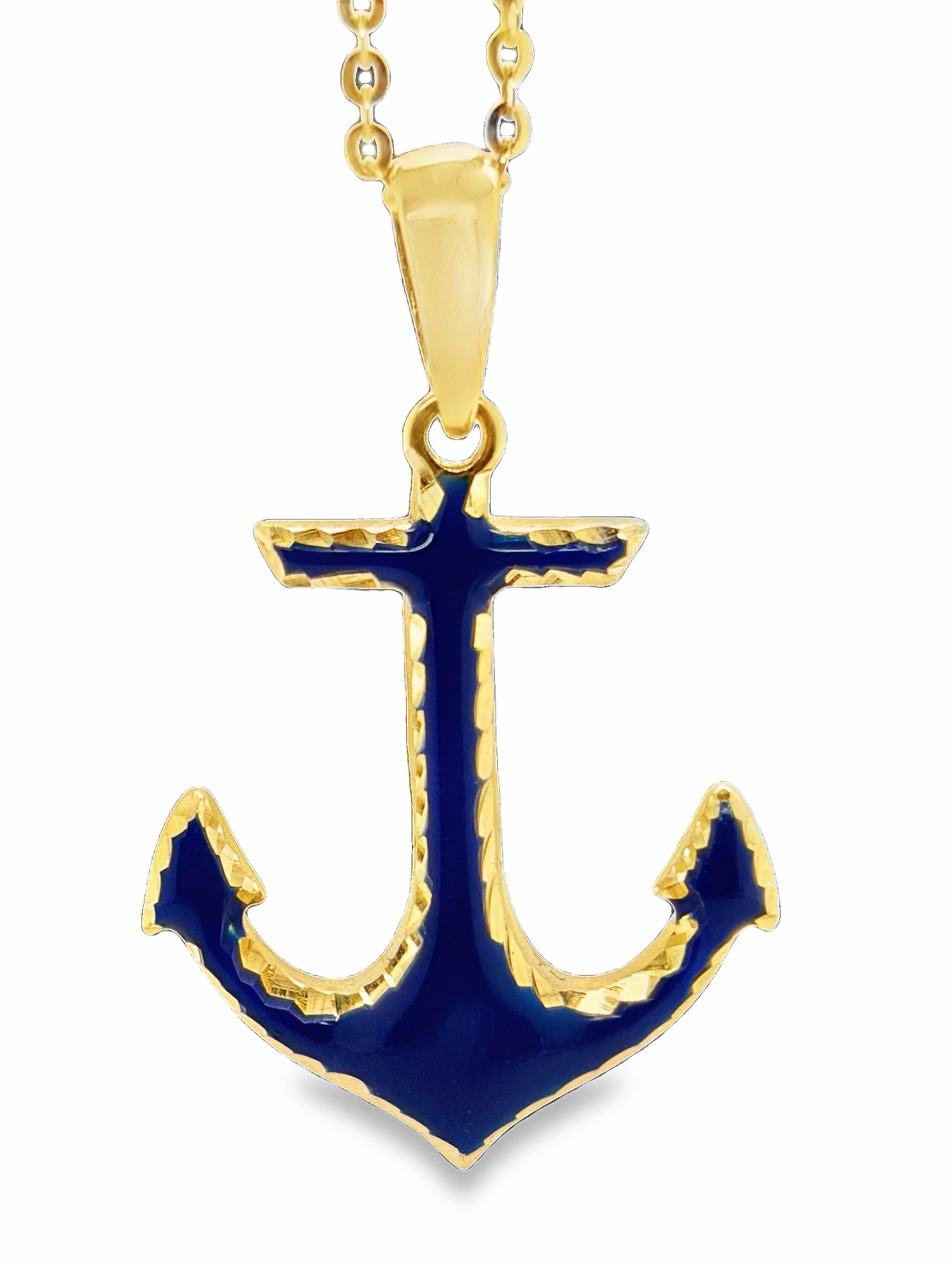 EFFY Blue Enamel Anchor Pendant on Chain