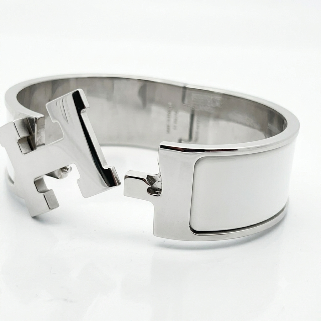 Hermes Clic Clac H Bracelet in White