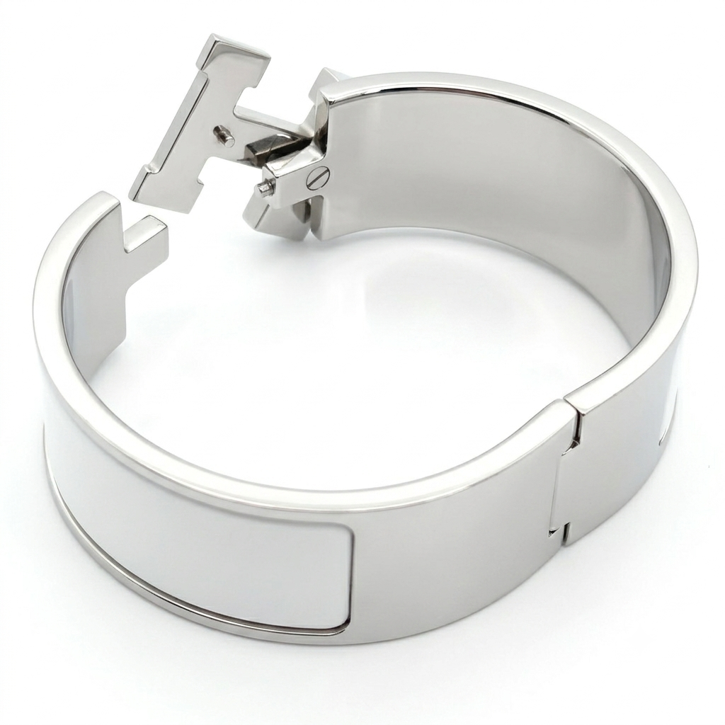 Hermes Clic Clac H Bracelet in White