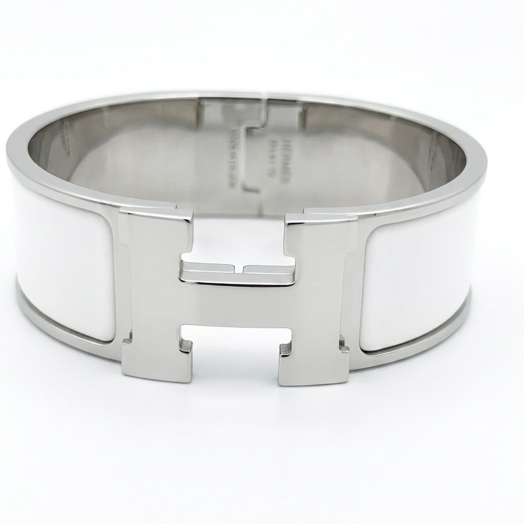 Hermes Clic Clac H Bracelet in White