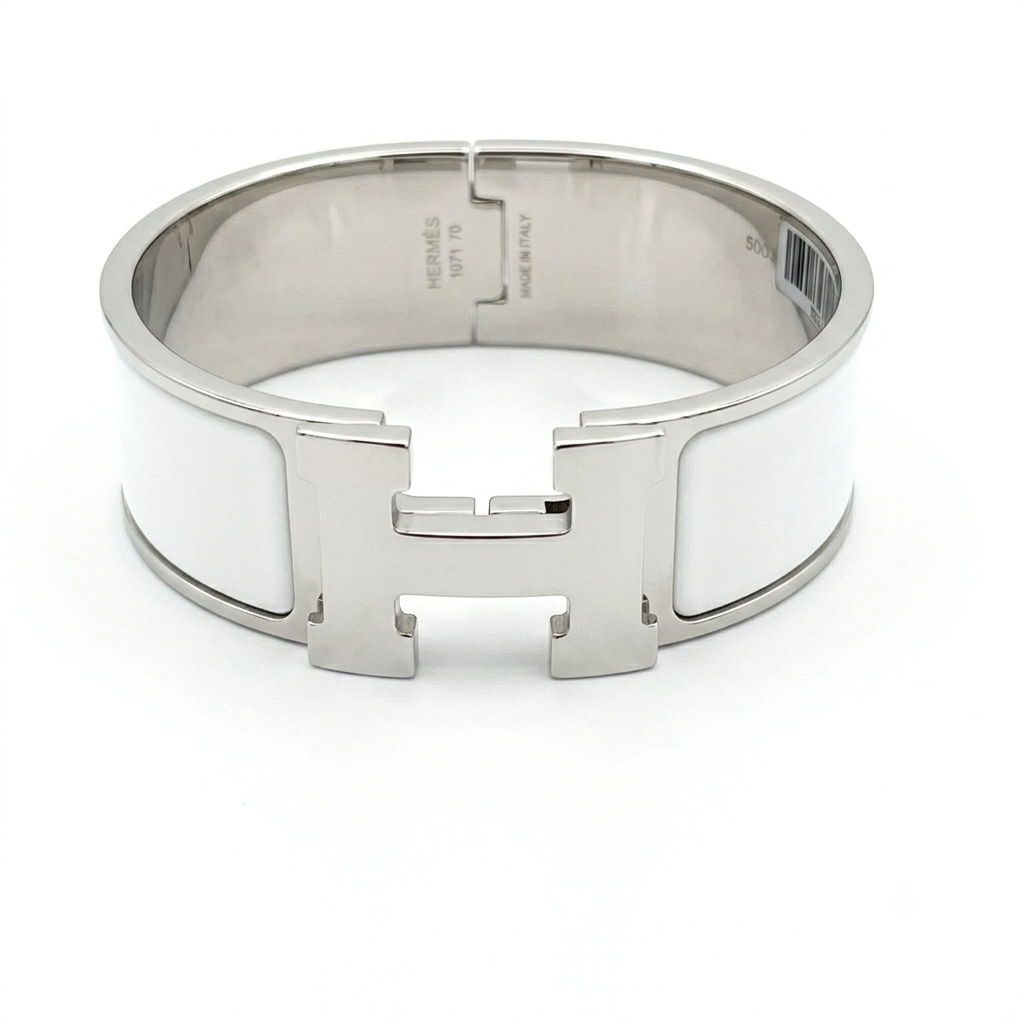 Hermes Clic Clac H Bracelet in White