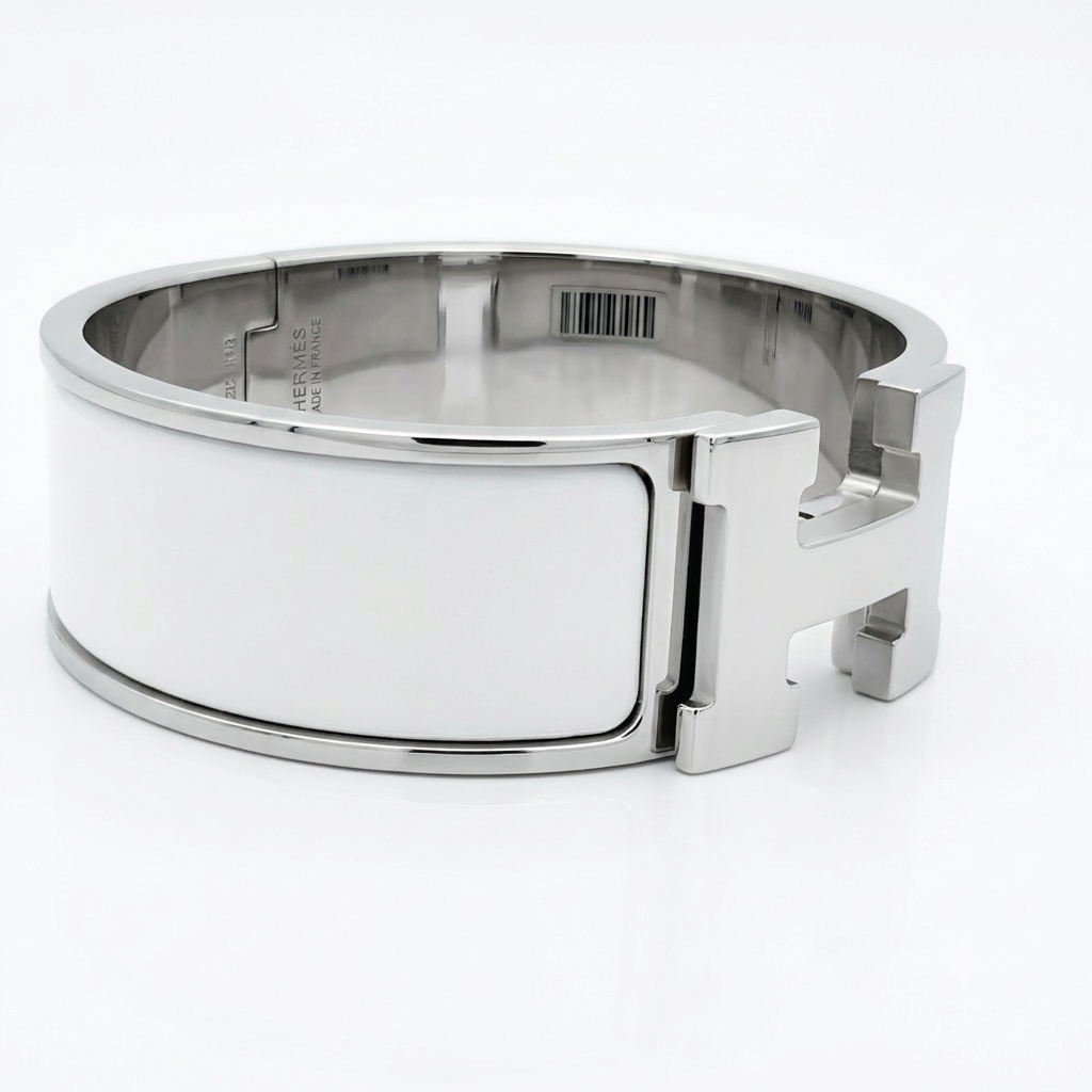Hermes Clic Clac H Bracelet in White
