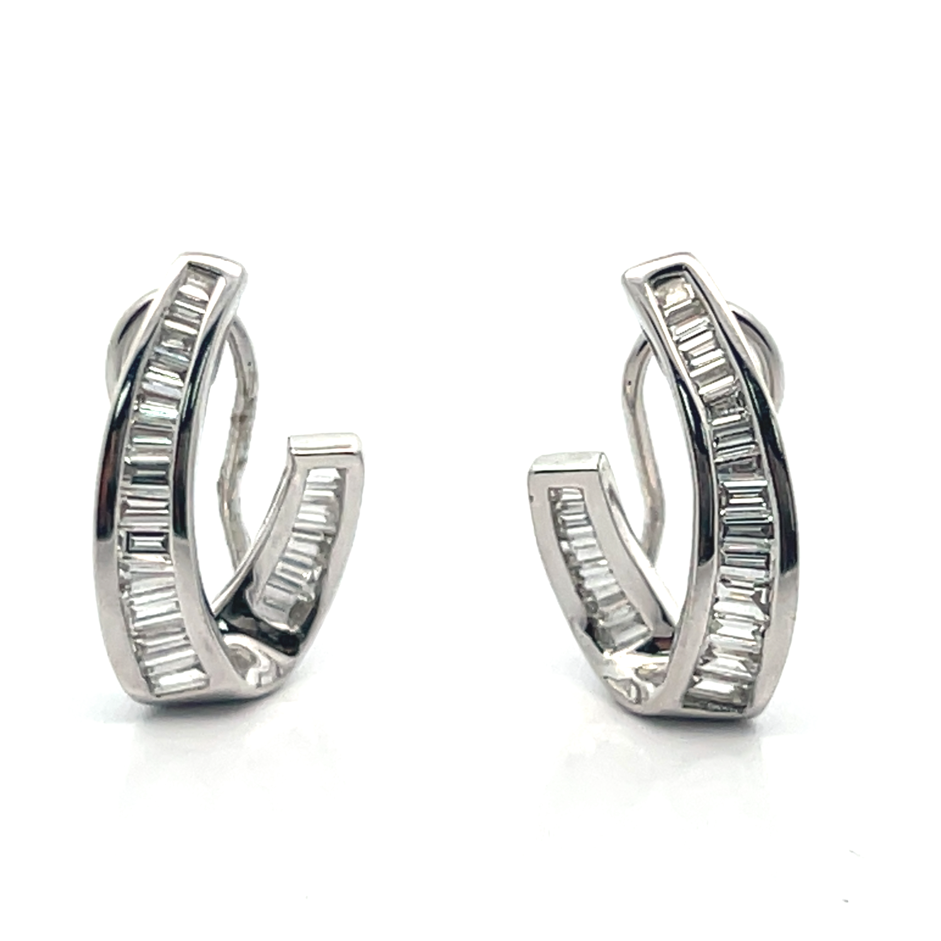 Natural Diamond Curved J-Hoop Earrings