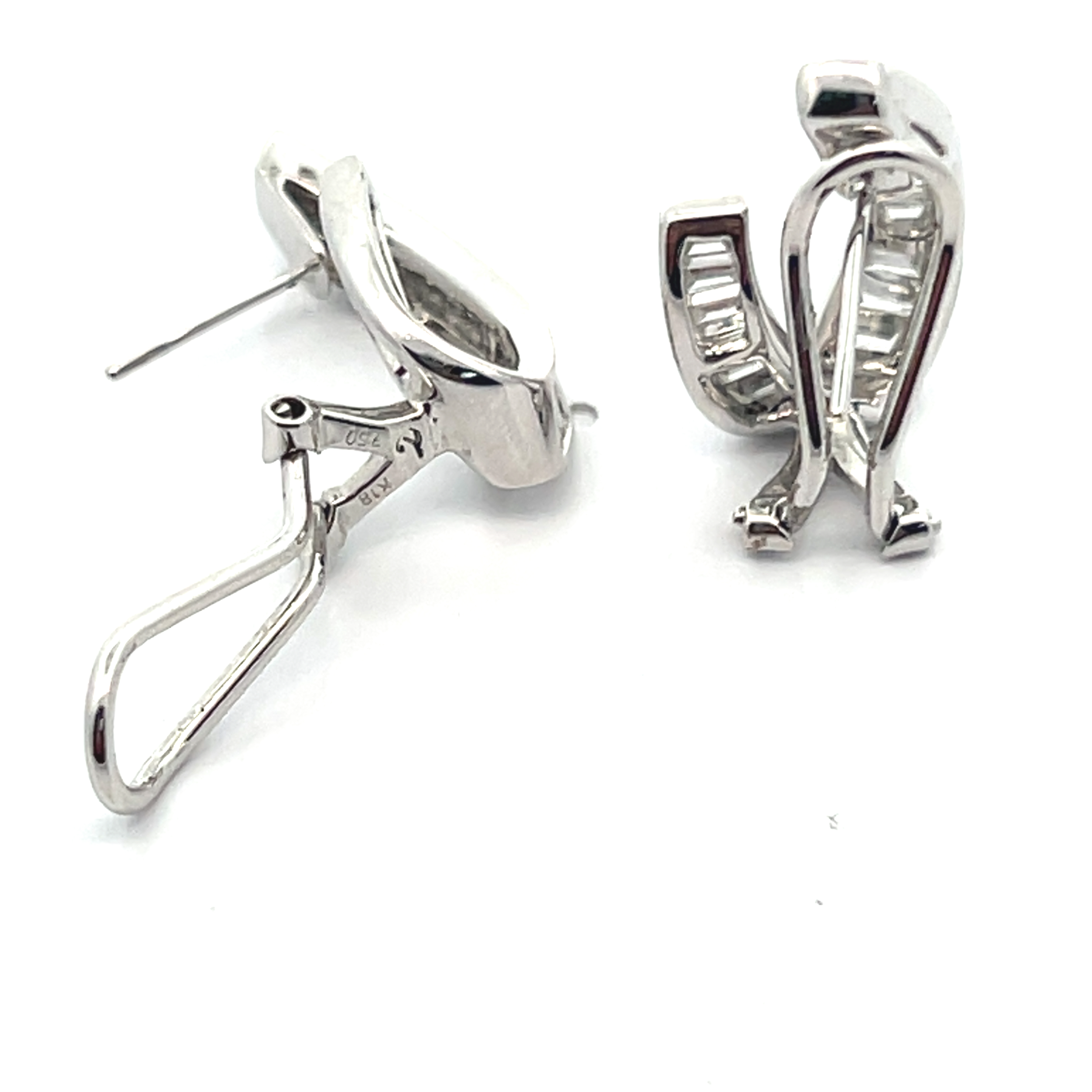 Natural Diamond Curved J-Hoop Earrings