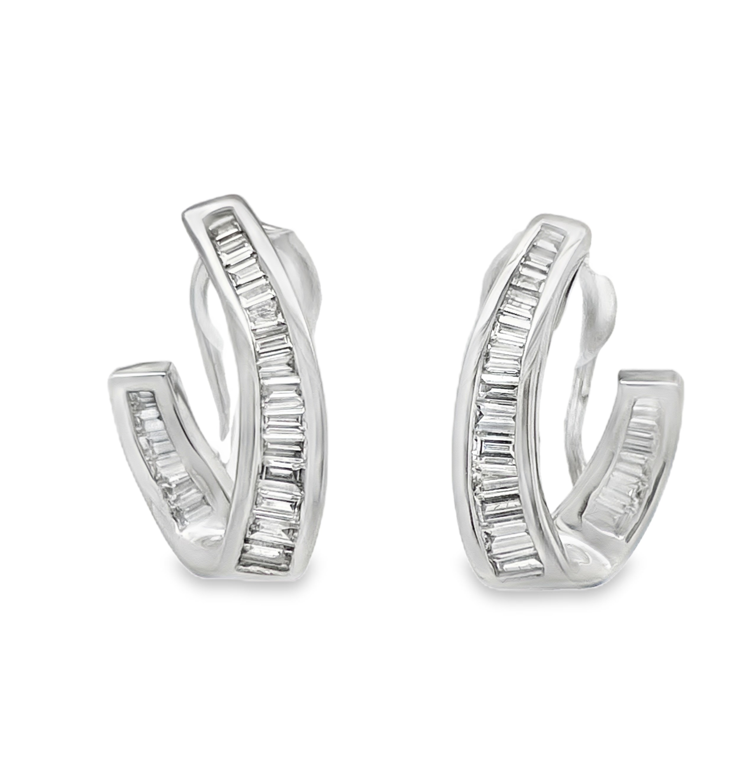 Natural Diamond Curved J-Hoop Earrings
